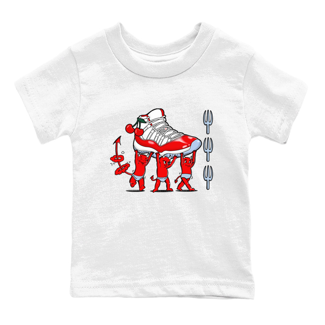 11s Cherry shirts to match jordans Devil Babies sneaker match tees Air Jordan 11 Retro Cherry match shoes to clothes Drip Gear Zone Youth Baby White 2 tee