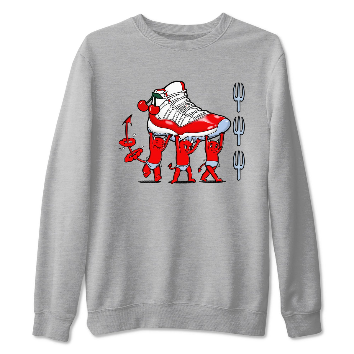 11s Cherry shirts to match jordans Devil Babies sneaker match tees Air Jordan 11 Retro Cherry match shoes to clothes Drip Gear Zone unisex cotton Heather Grey 2 shirts