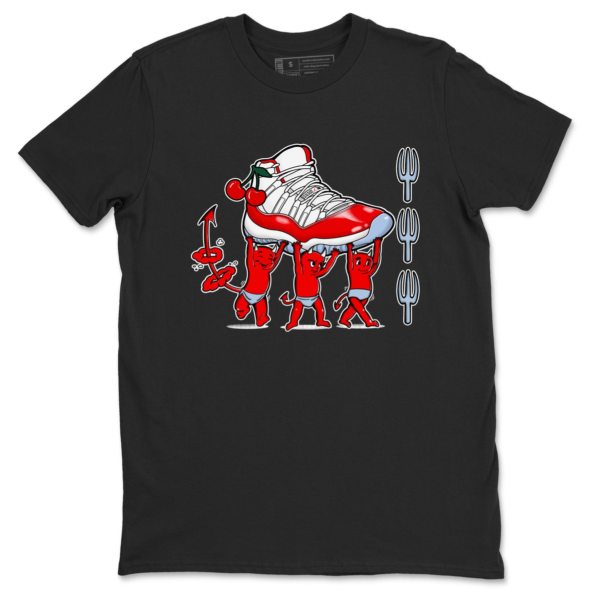 11s Cherry shirts to match jordans Devil Babies sneaker match tees Air Jordan 11 Retro Cherry match shoes to clothes Drip Gear Zone unisex cotton Black 2 shirts