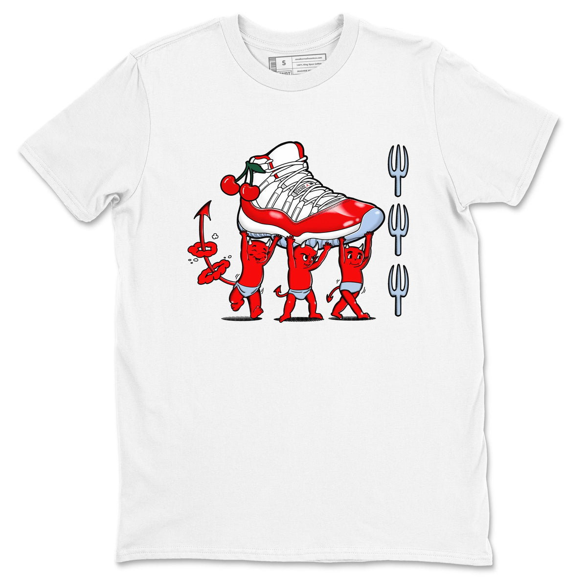 11s Cherry shirts to match jordans Devil Babies sneaker match tees Air Jordan 11 Retro Cherry match shoes to clothes Drip Gear Zone unisex cotton White 2 shirts