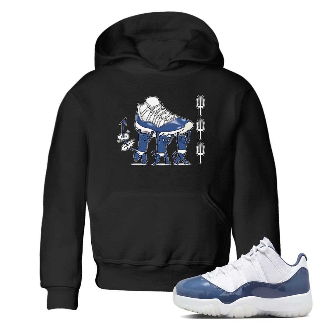 Air Jordan 11 Low Diffused Blue shirts to match jordans Devil Babies sneaker match tees 11s Diffused Blue Drip Gear Zone Youth Baby Black 1 crew neck shirts