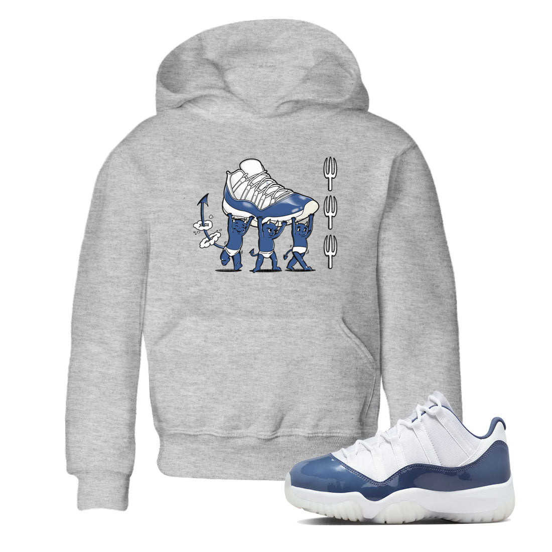 Air Jordan 11 Low Diffused Blue shirts to match jordans Devil Babies sneaker match tees 11s Diffused Blue Drip Gear Zone Youth Baby Heather Grey 1 crew neck shirts