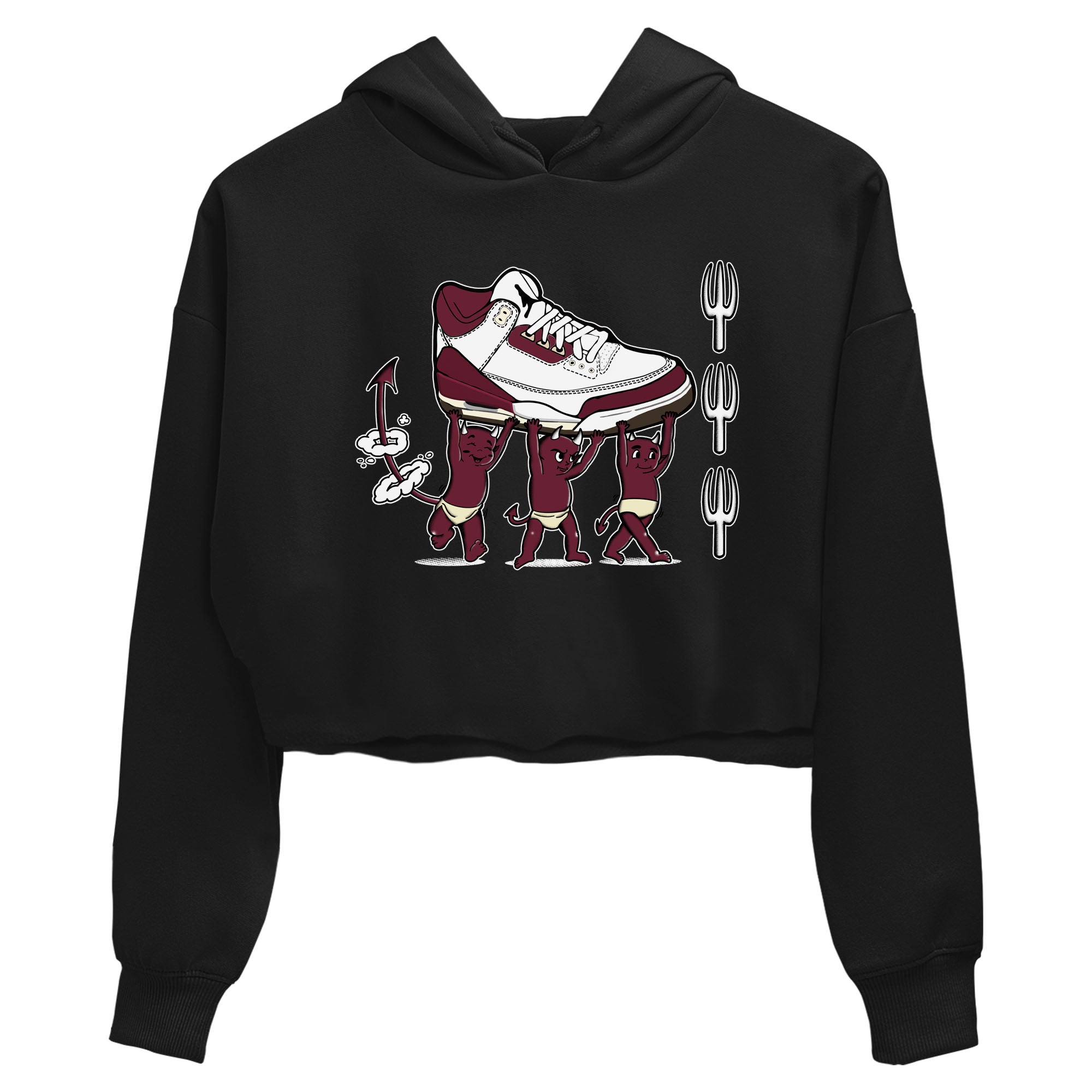 Air Jordan 3 A Ma Maniere Burgundy Crush shirts to match jordans Devil Babies sneaker match tees Air Jordan 3 A Ma Maniere x Burgundy Crush Drip Gear Zone unisex cotton Black 2 Crop Shirts