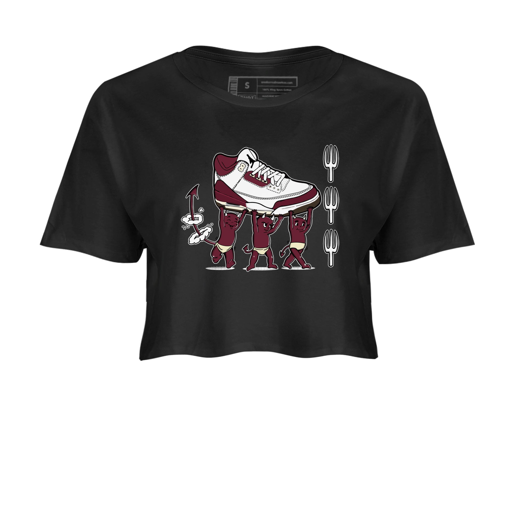 Air Jordan 3 A Ma Maniere Burgundy Crush shirts to match jordans Devil Babies sneaker match tees Air Jordan 3 A Ma Maniere x Burgundy Crush Drip Gear Zone unisex cotton Black 2 Crop Shirts