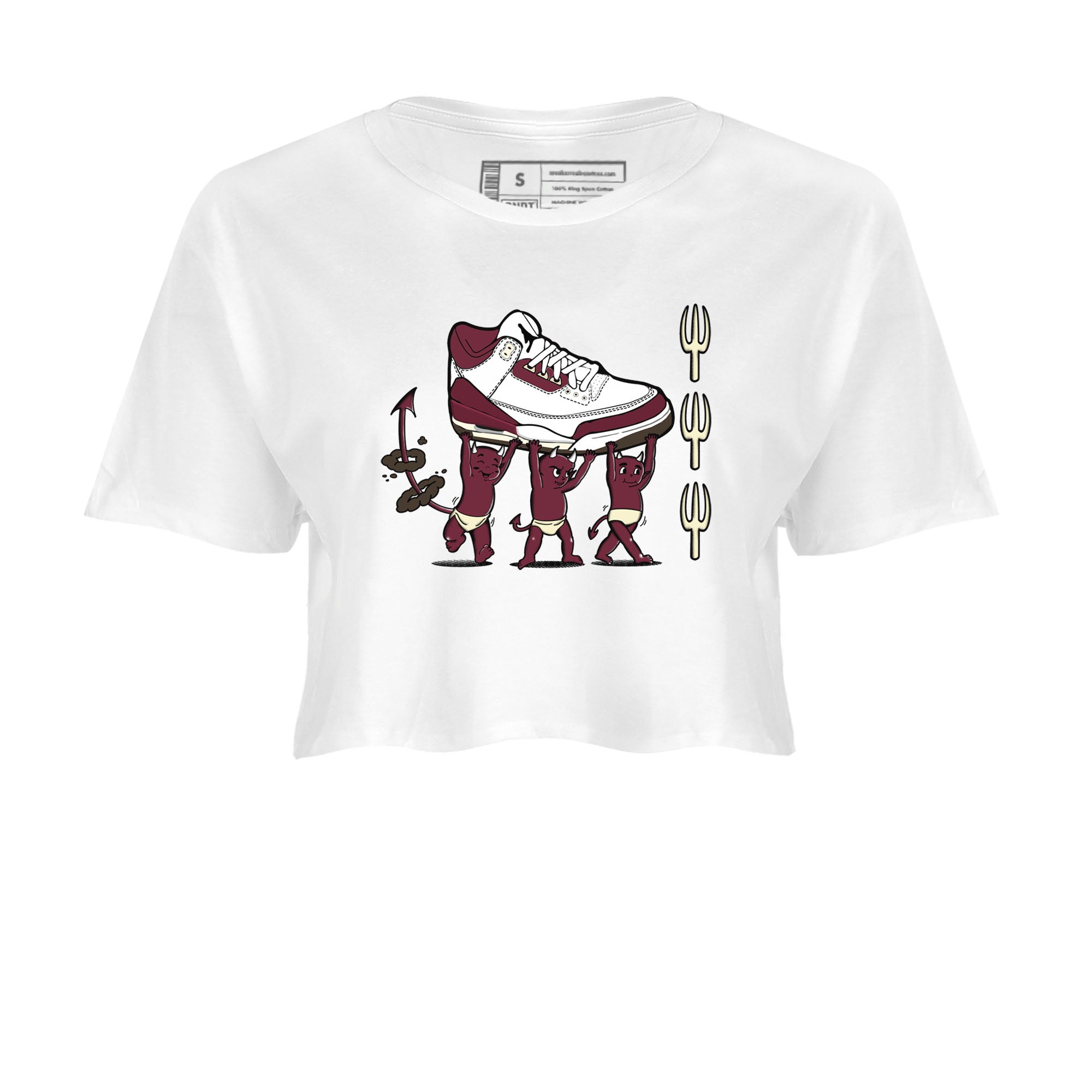 Air Jordan 3 A Ma Maniere Burgundy Crush shirts to match jordans Devil Babies sneaker match tees Air Jordan 3 A Ma Maniere x Burgundy Crush Drip Gear Zone unisex cotton White 2 Crop Shirts