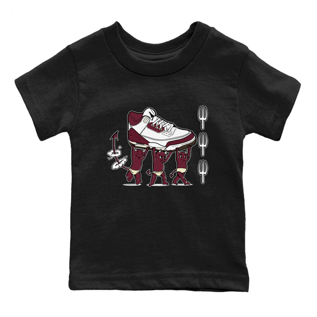 Air Jordan 3 A Ma Maniere Burgundy Crush shirts to match jordans Devil Babies sneaker match tees Air Jordan 3 A Ma Maniere x Burgundy Crush Drip Gear Zone Youth Baby Black 2 crew neck shirts