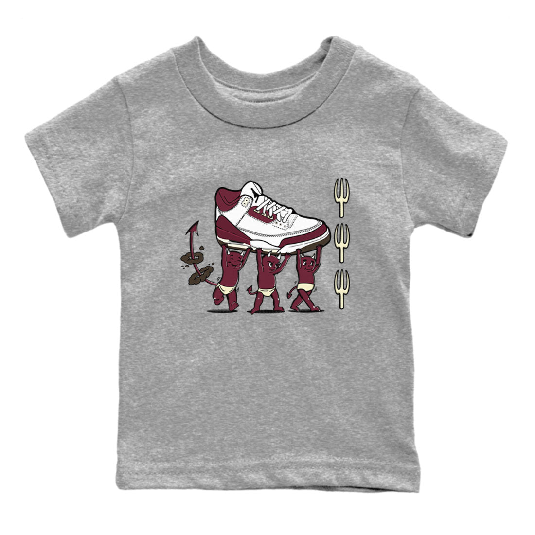 Air Jordan 3 A Ma Maniere Burgundy Crush shirts to match jordans Devil Babies sneaker match tees Air Jordan 3 A Ma Maniere x Burgundy Crush Drip Gear Zone Youth Baby Heather Grey 2 crew neck shirts