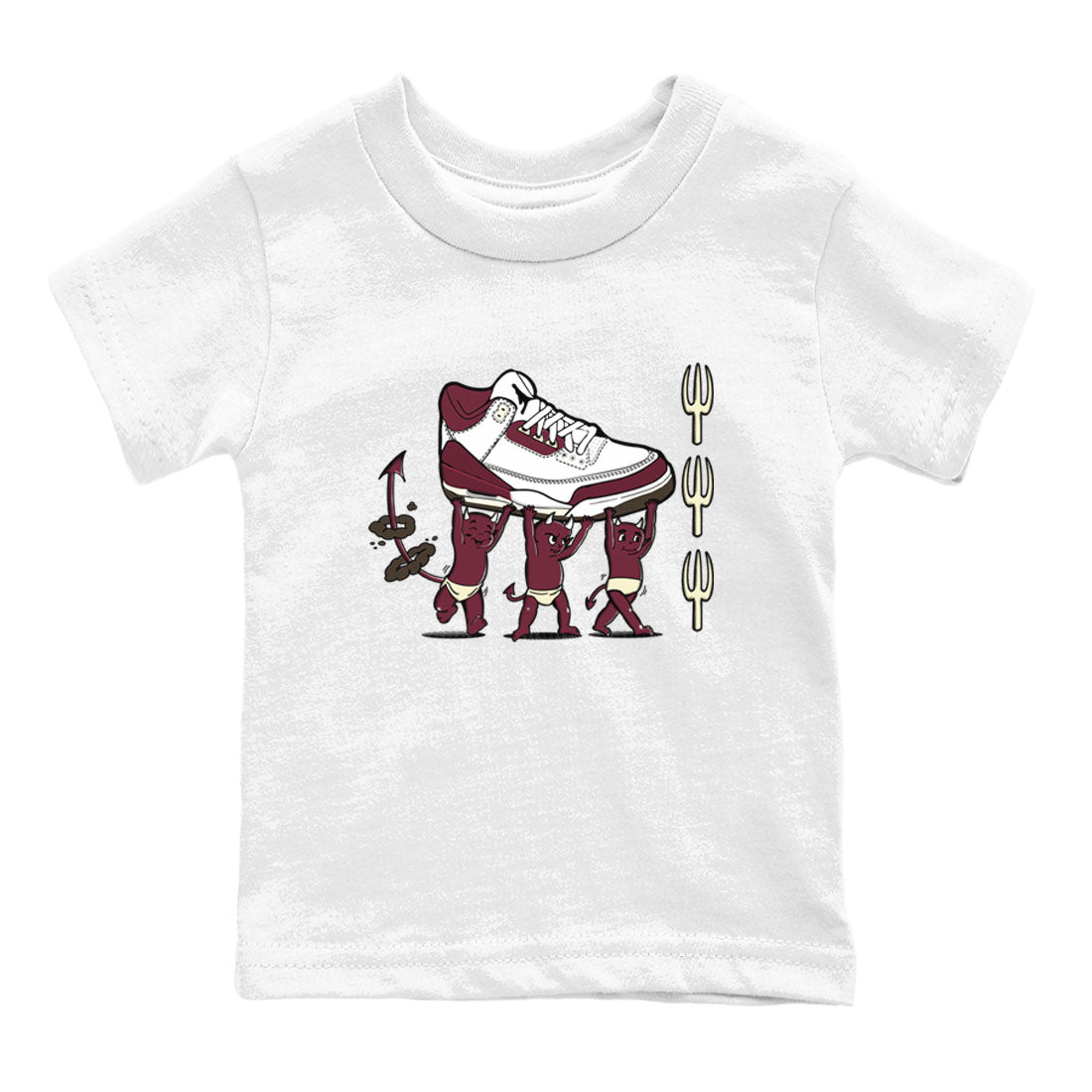 Air Jordan 3 A Ma Maniere Burgundy Crush shirts to match jordans Devil Babies sneaker match tees Air Jordan 3 A Ma Maniere x Burgundy Crush Drip Gear Zone Youth Baby White 2 crew neck shirts