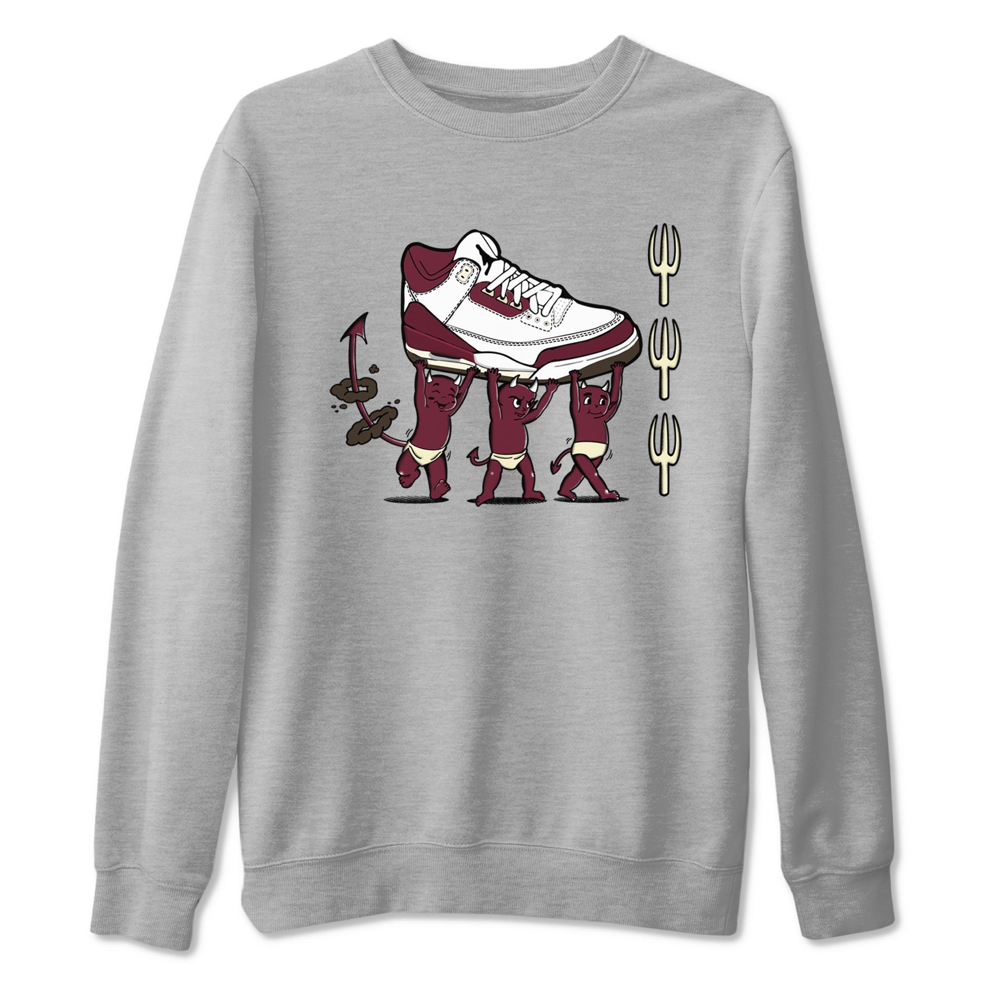 Air Jordan 3 A Ma Maniere Burgundy Crush shirts to match jordans Devil Babies sneaker match tees Air Jordan 3 A Ma Maniere x Burgundy Crush Drip Gear Zone unisex cotton Heather Grey 2 crew neck shirts