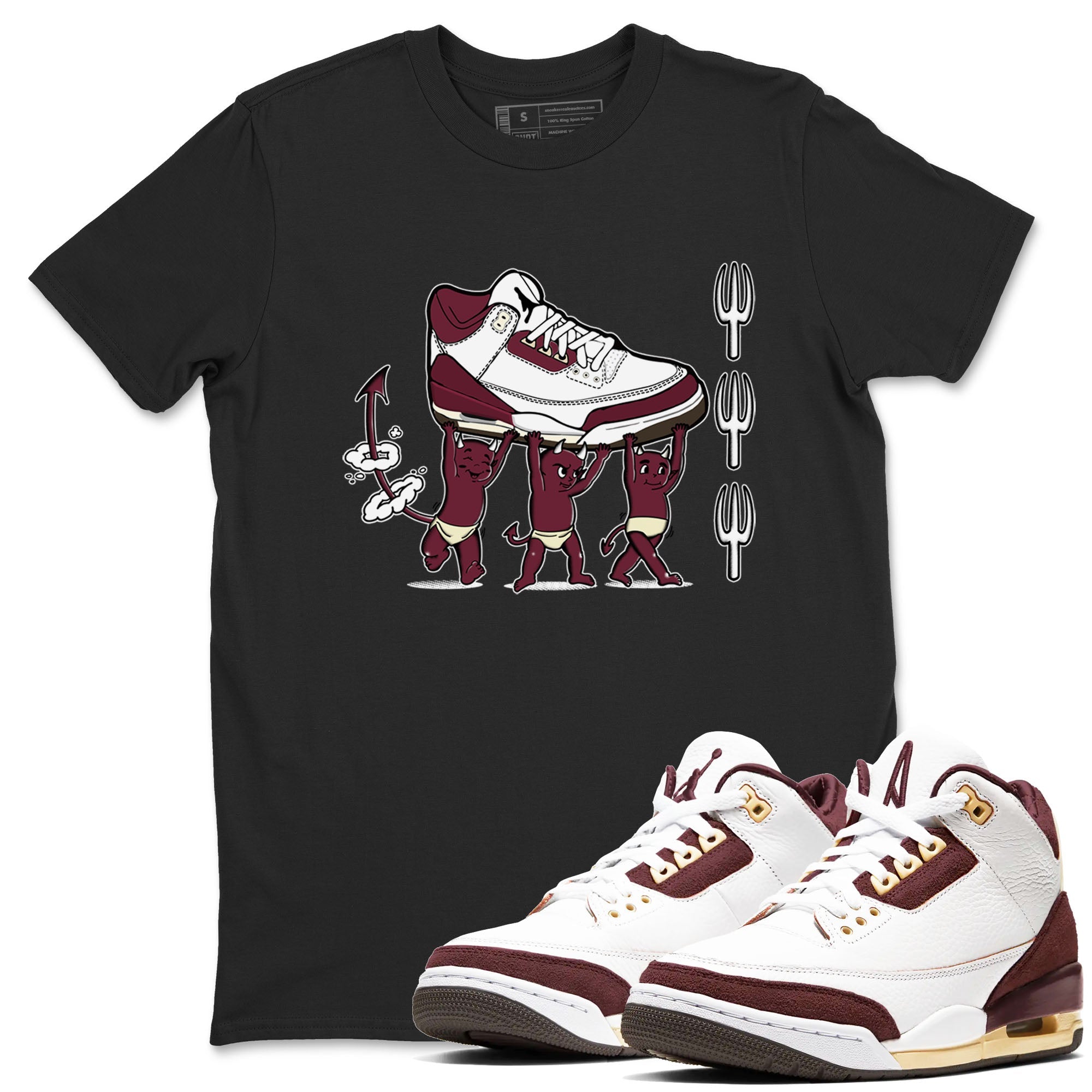 Air Jordan 3 A Ma Maniere Burgundy Crush shirts to match jordans Devil Babies sneaker match tees Air Jordan 3 A Ma Maniere x Burgundy Crush Drip Gear Zone unisex cotton Black 1 crew neck shirts