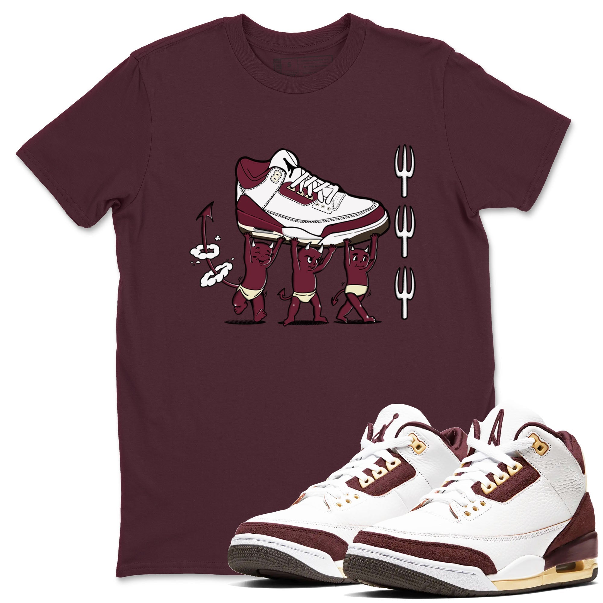 Air Jordan 3 A Ma Maniere Burgundy Crush shirts to match jordans Devil Babies sneaker match tees Air Jordan 3 A Ma Maniere x Burgundy Crush Drip Gear Zone unisex cotton Maroon 1 crew neck shirts