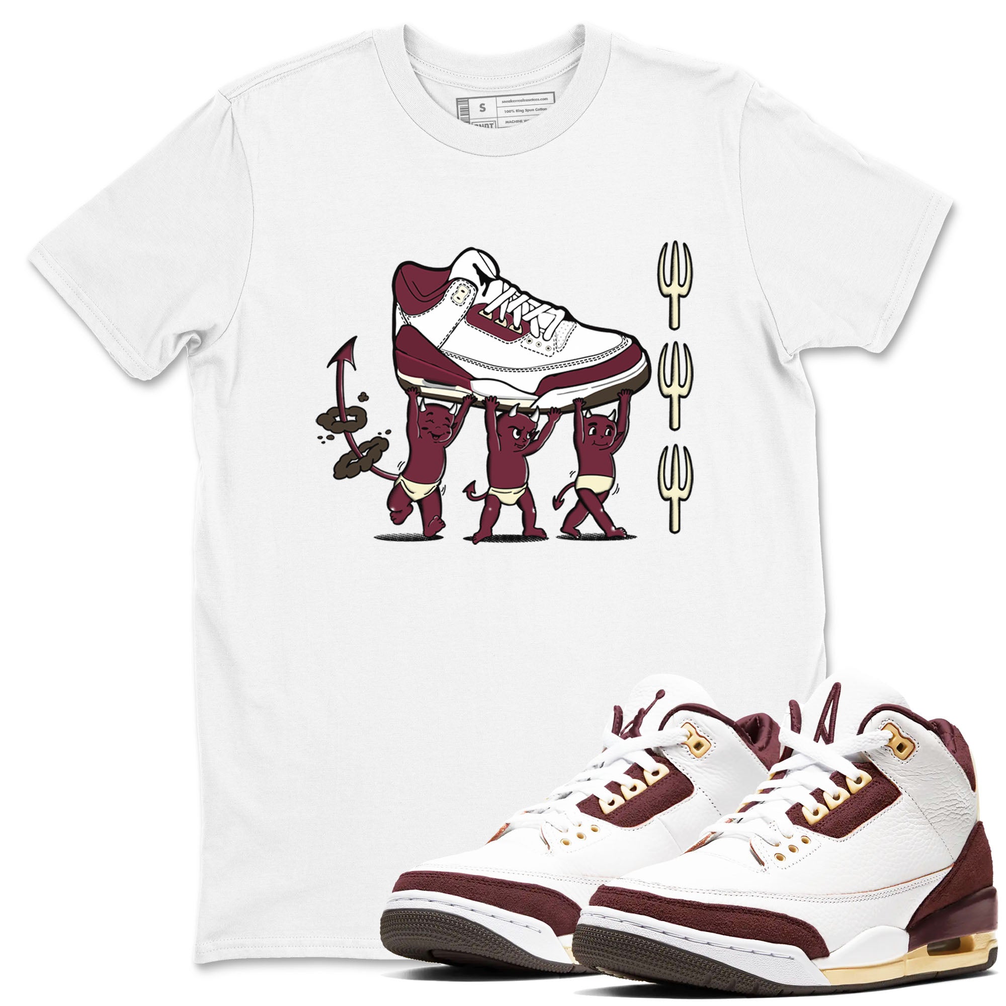 Air Jordan 3 A Ma Maniere Burgundy Crush shirts to match jordans Devil Babies sneaker match tees Air Jordan 3 A Ma Maniere x Burgundy Crush Drip Gear Zone unisex cotton White 1 crew neck shirts