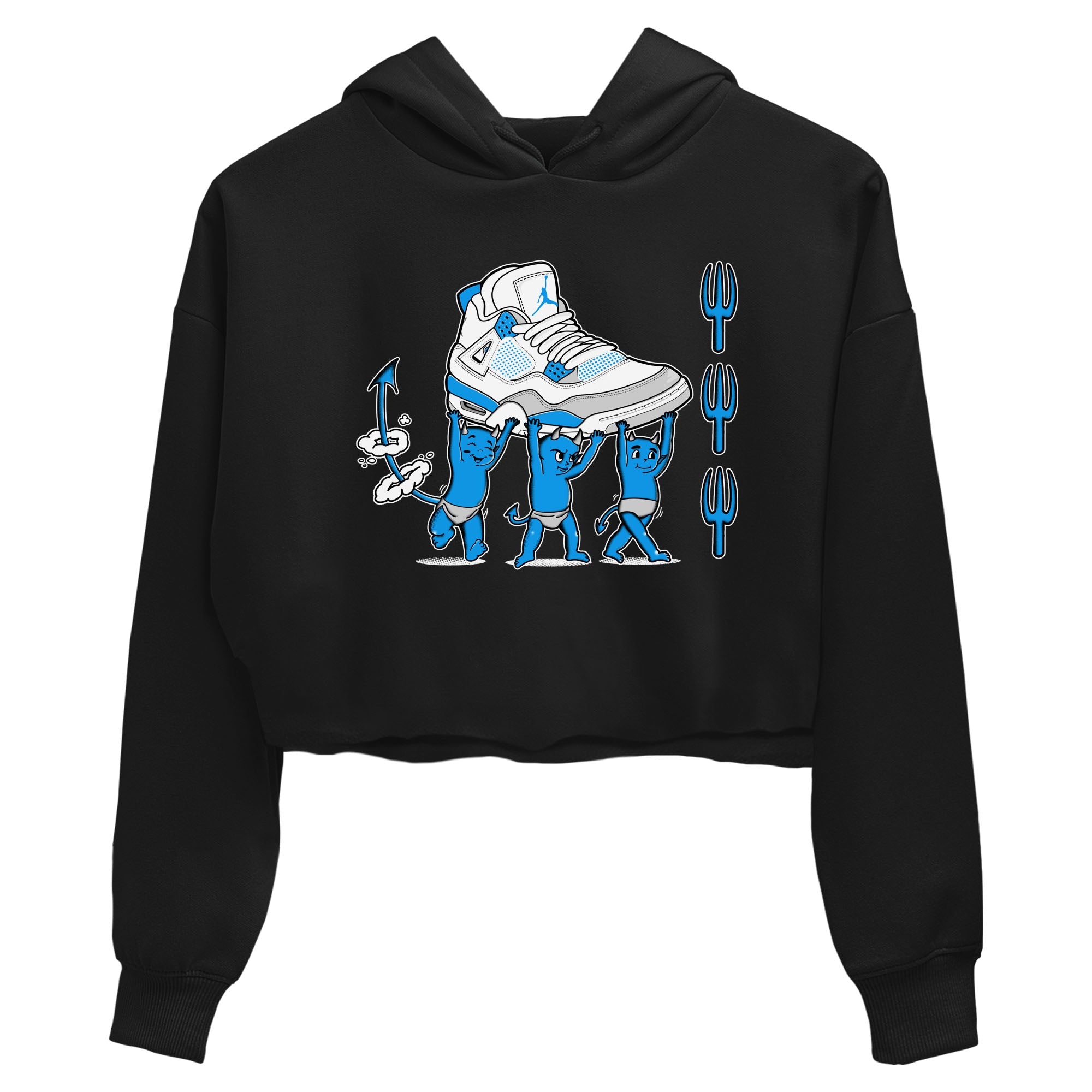 4s Military Blue shirts to match jordans Devil Babies sneaker match tees Air Jordan 4 Military Blue Drip Gear Zone unisex cotton Black 2 Crop Shirts