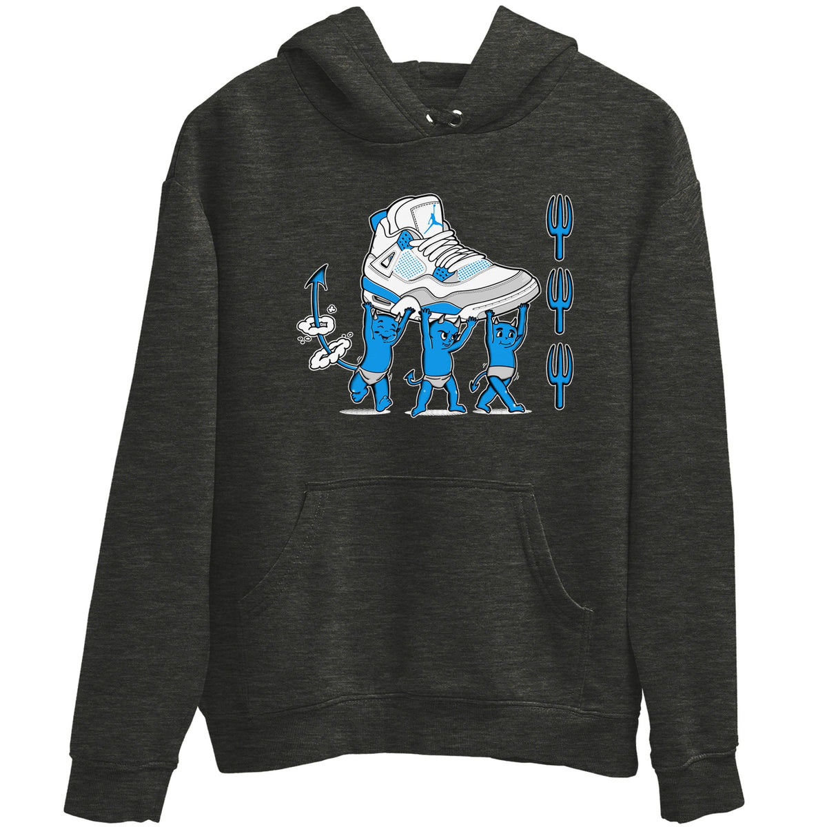 4s Military Blue shirts to match jordans Devil Babies sneaker match tees Air Jordan 4 Military Blue Drip Gear Zone unisex cotton Charcoal Heather 2 crew neck shirts