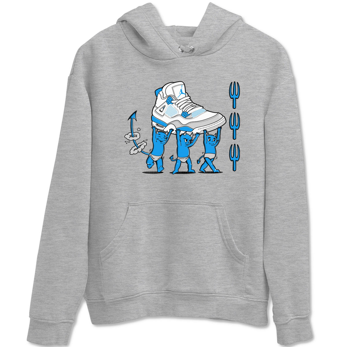 4s Military Blue shirts to match jordans Devil Babies sneaker match tees Air Jordan 4 Military Blue Drip Gear Zone unisex cotton Heather Grey 2 crew neck shirts