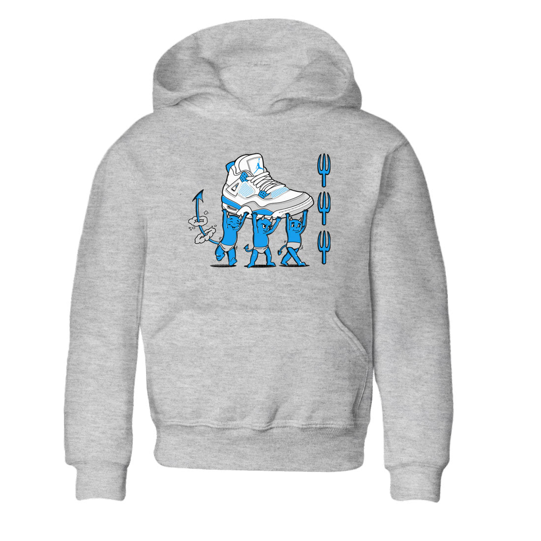 4s Military Blue shirts to match jordans Devil Babies sneaker match tees Air Jordan 4 Military Blue Drip Gear Zone Youth Baby Heather Grey 2 crew neck shirts