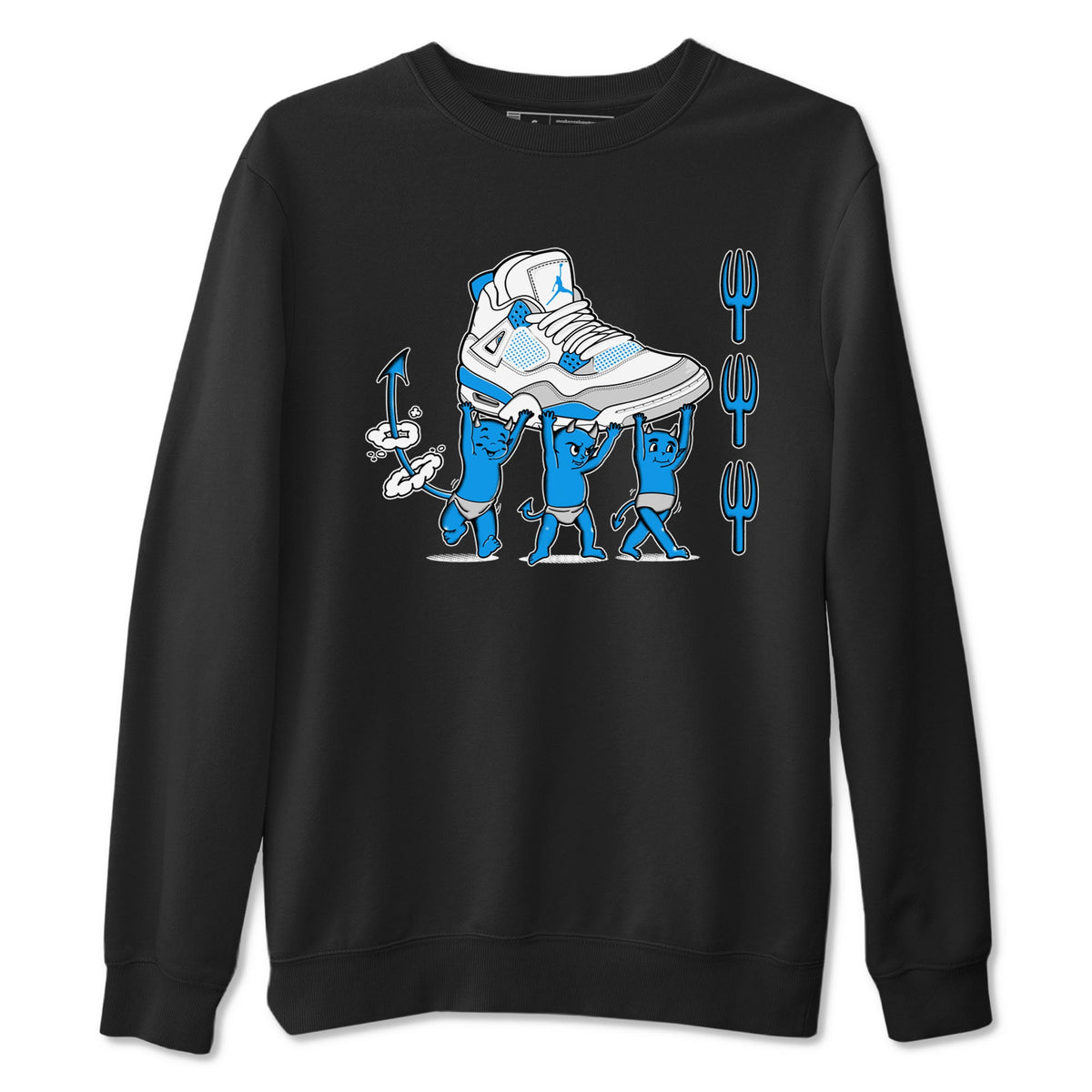 4s Military Blue shirts to match jordans Devil Babies sneaker match tees Air Jordan 4 Military Blue Drip Gear Zone unisex cotton Black 2 crew neck shirts