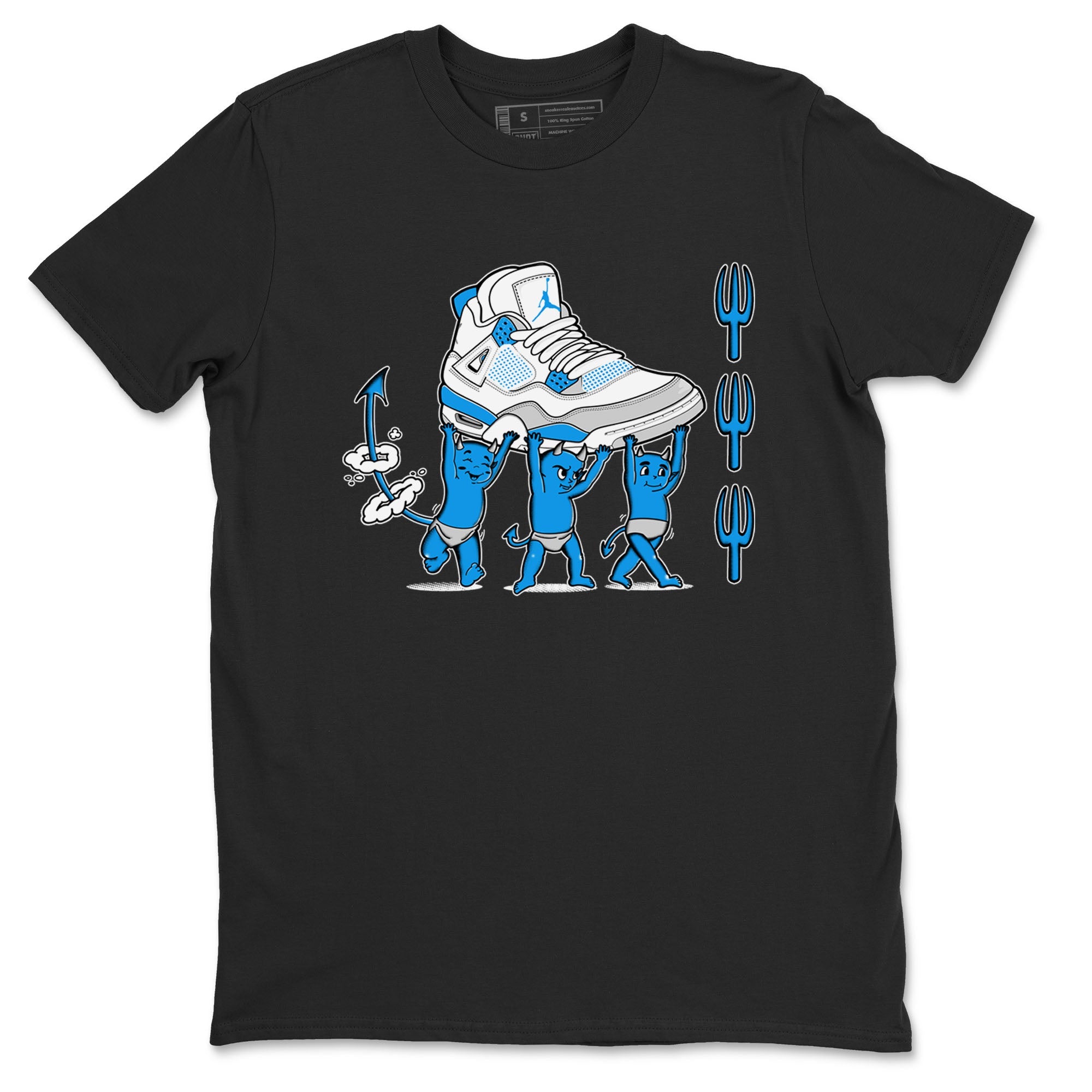 4s Military Blue shirts to match jordans Devil Babies sneaker match tees Air Jordan 4 Military Blue Drip Gear Zone unisex cotton Black 2 crew neck shirts