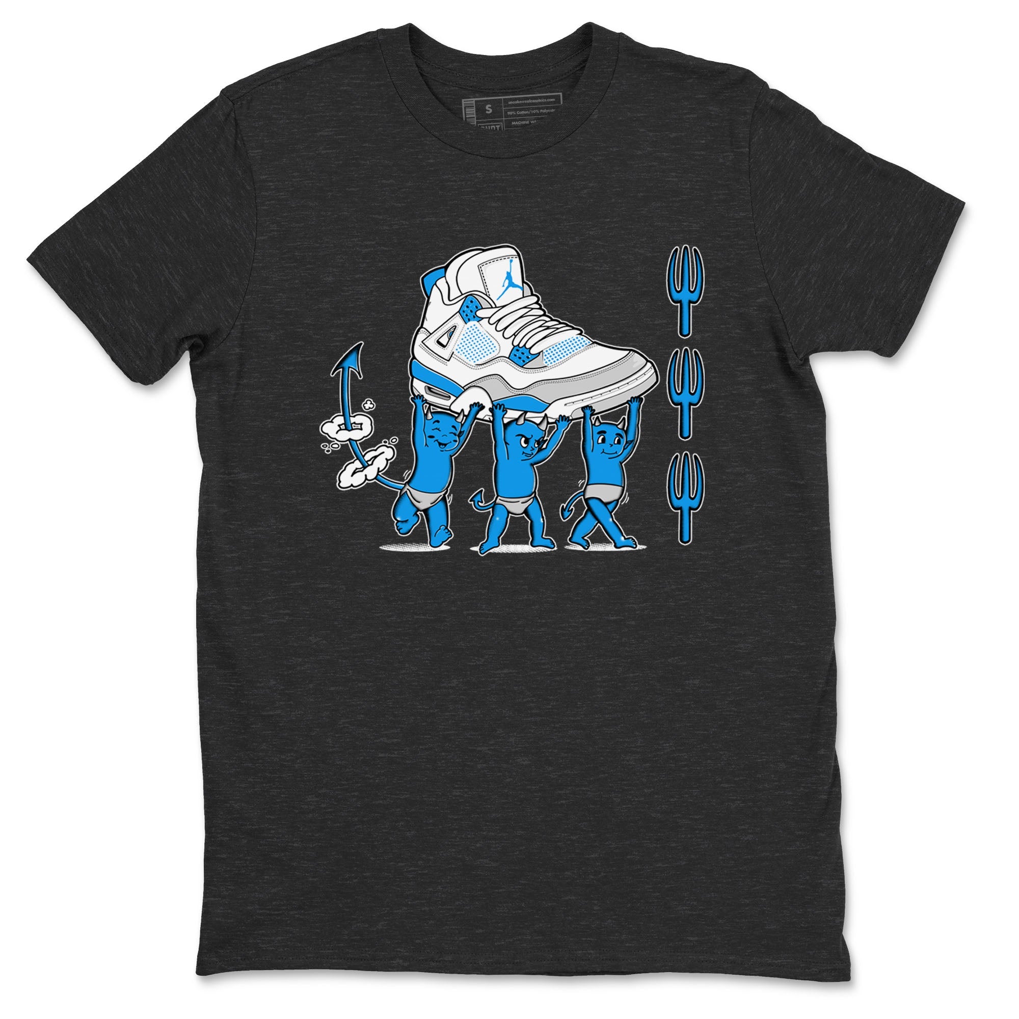 4s Military Blue shirts to match jordans Devil Babies sneaker match tees Air Jordan 4 Military Blue Drip Gear Zone unisex cotton Charcoal Heather 2 crew neck shirts