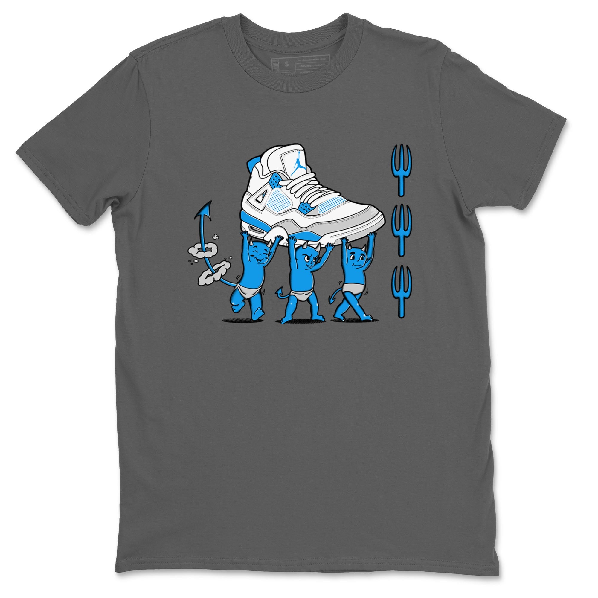 4s Military Blue shirts to match jordans Devil Babies sneaker match tees Air Jordan 4 Military Blue Drip Gear Zone unisex cotton Cool Grey 2 crew neck shirts
