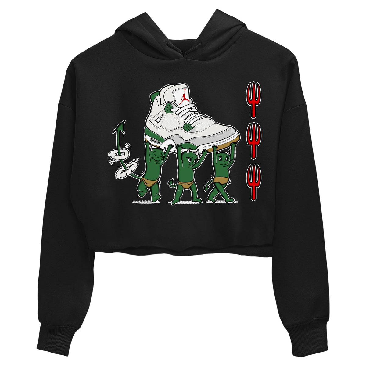 4s Pine Green shirts to match jordans Devil Babies sneaker match tees Air Jordan 4 Pine Green Drip Gear Zone unisex cotton Black 2 Crop Shirts