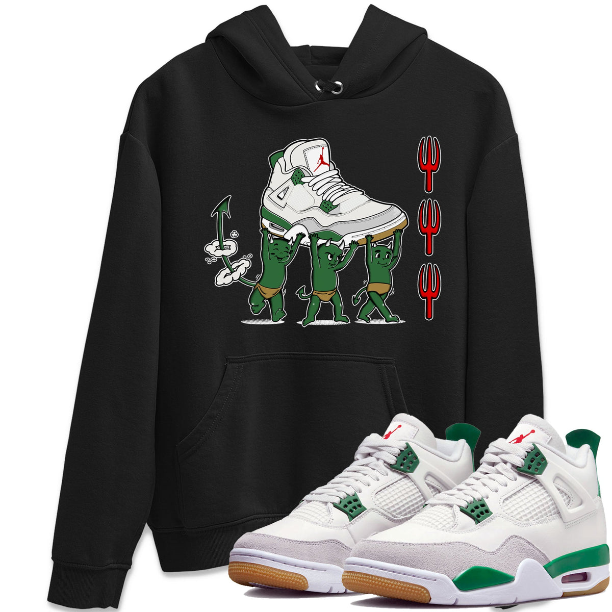 4s Pine Green shirts to match jordans Devil Babies sneaker match tees Air Jordan 4 Pine Green Drip Gear Zone unisex cotton Black 1 crew neck shirts