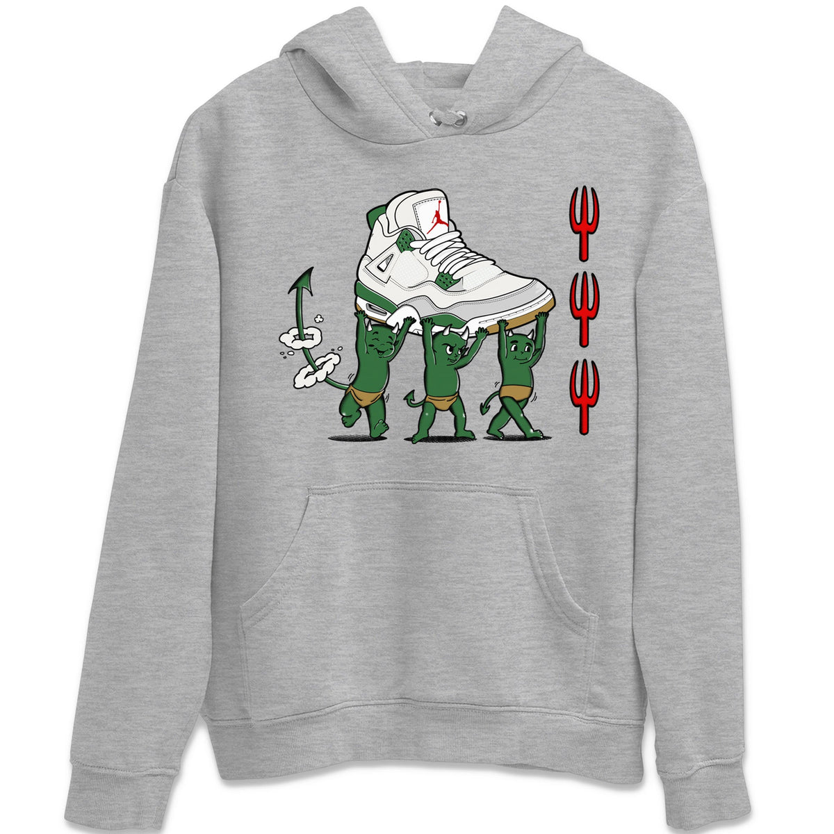 4s Pine Green shirts to match jordans Devil Babies sneaker match tees Air Jordan 4 Pine Green Drip Gear Zone unisex cotton Heather Grey 2 crew neck shirts