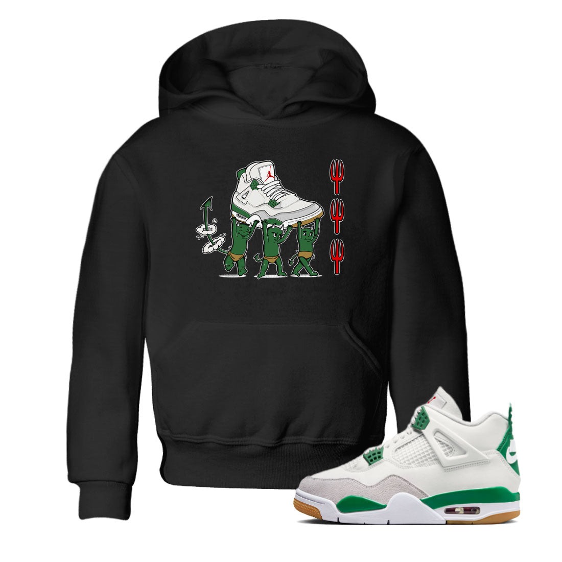 4s Pine Green shirts to match jordans Devil Babies sneaker match tees Air Jordan 4 Pine Green Drip Gear Zone Youth Baby Black 1 crew neck shirts