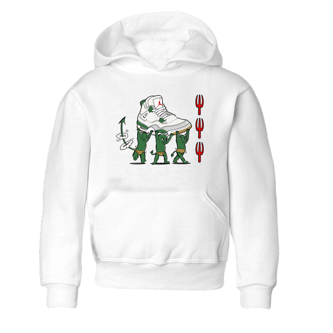 4s Pine Green shirts to match jordans Devil Babies sneaker match tees Air Jordan 4 Pine Green Drip Gear Zone Youth Baby White 2 crew neck shirts