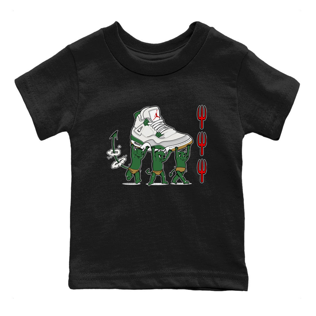 4s Pine Green shirts to match jordans Devil Babies sneaker match tees Air Jordan 4 Pine Green Drip Gear Zone Youth Baby Black 2 crew neck shirts