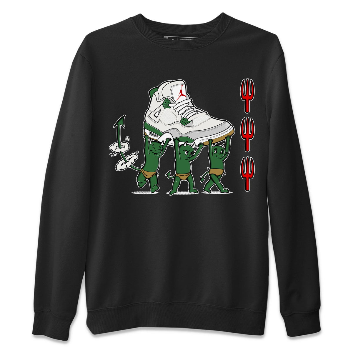 4s Pine Green shirts to match jordans Devil Babies sneaker match tees Air Jordan 4 Pine Green Drip Gear Zone unisex cotton Black 2 crew neck shirts