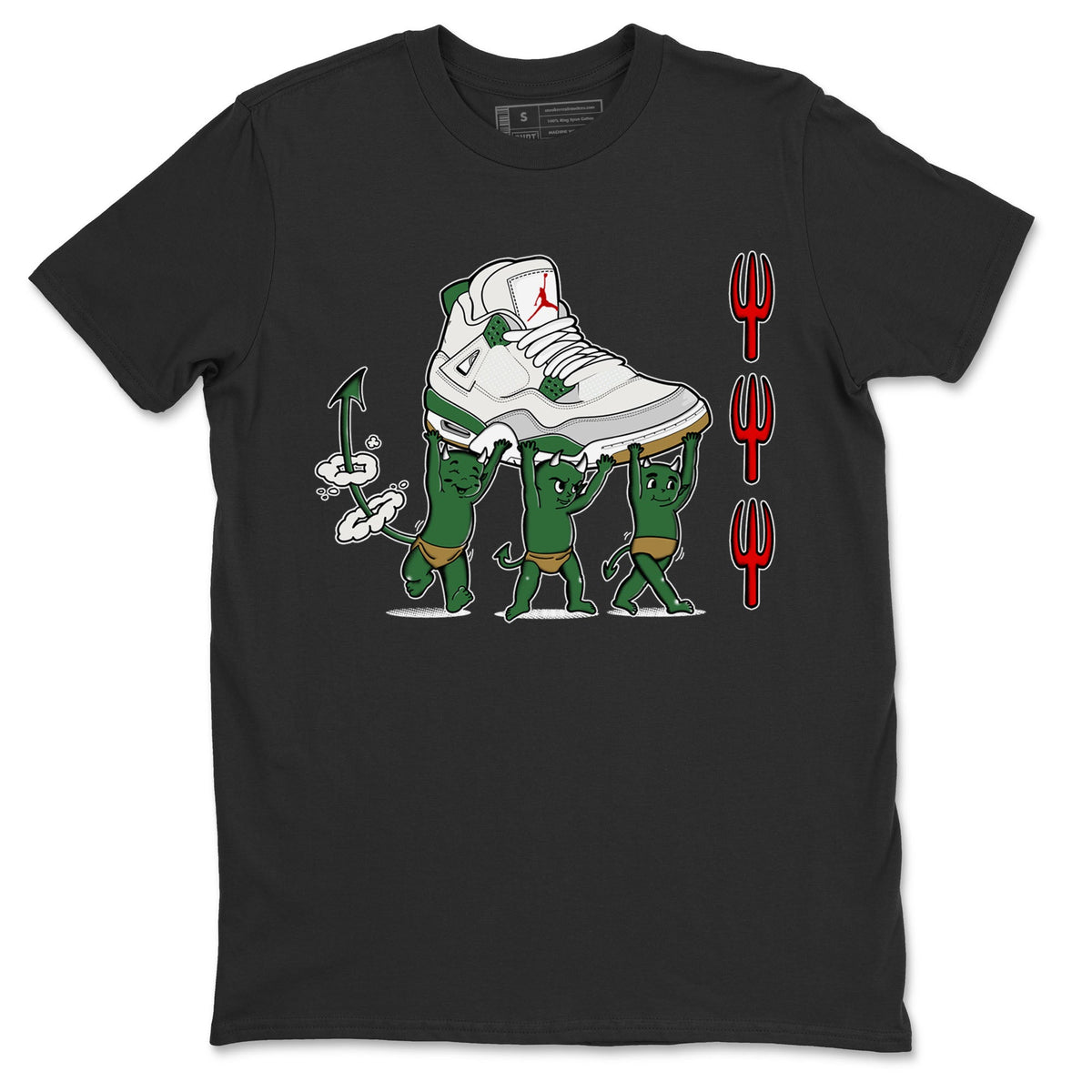 4s Pine Green shirts to match jordans Devil Babies sneaker match tees Air Jordan 4 Pine Green Drip Gear Zone unisex cotton Black 2 crew neck shirts