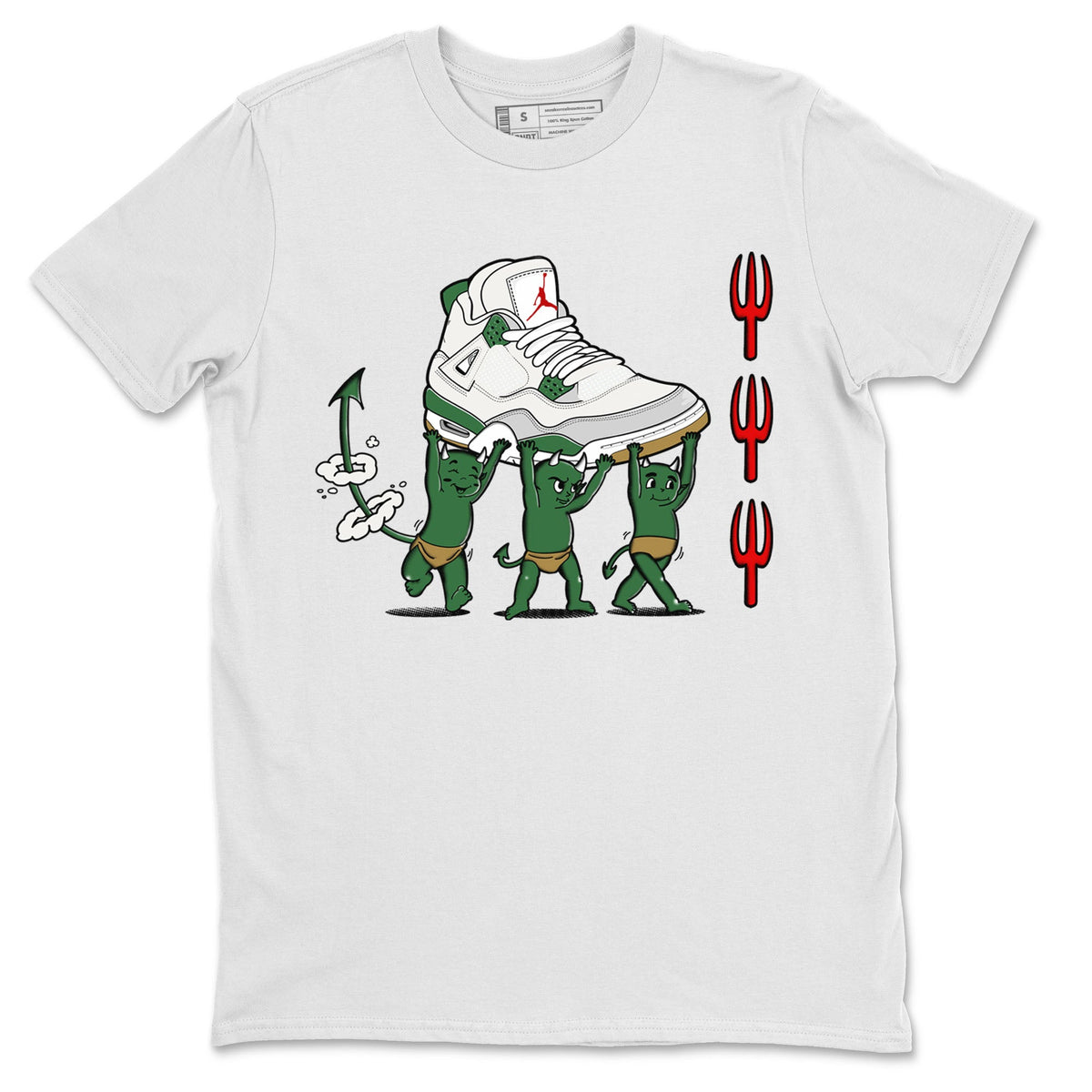 4s Pine Green shirts to match jordans Devil Babies sneaker match tees Air Jordan 4 Pine Green Drip Gear Zone unisex cotton White 2 crew neck shirts