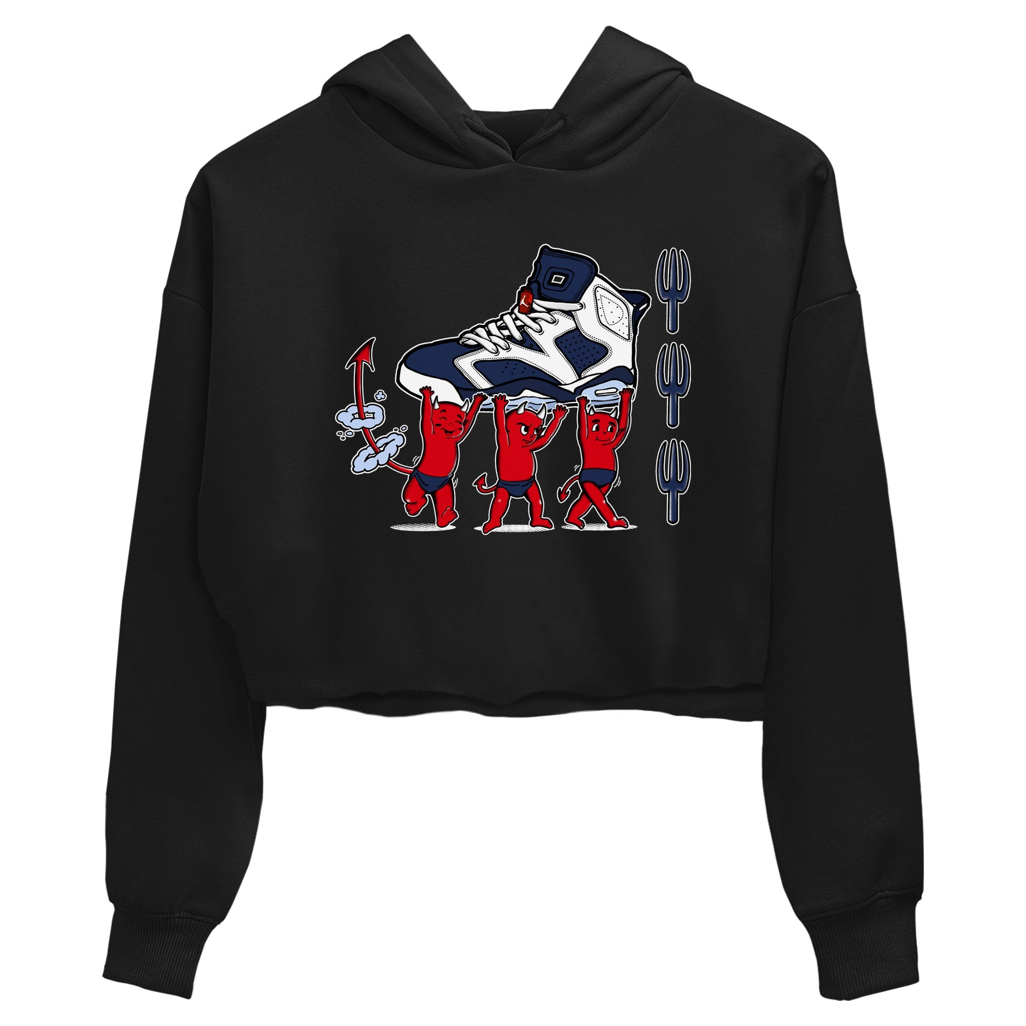 6s White And Midnight Navy shirts to match jordans Devil Babies sneaker match tees Air Jordan 6 White And Midnight Navy Drip Gear Zone unisex cotton Black 2 Crop Shirts