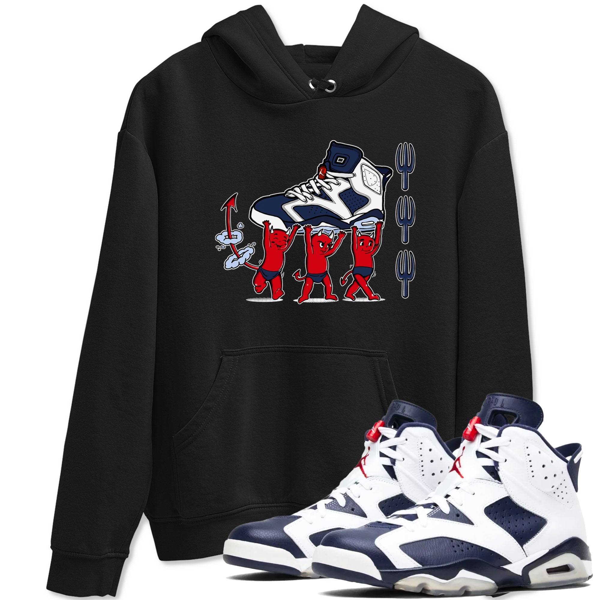 6s White And Midnight Navy shirts to match jordans Devil Babies sneaker match tees Air Jordan 6 White And Midnight Navy Drip Gear Zone unisex cotton Black 1 crew neck shirts