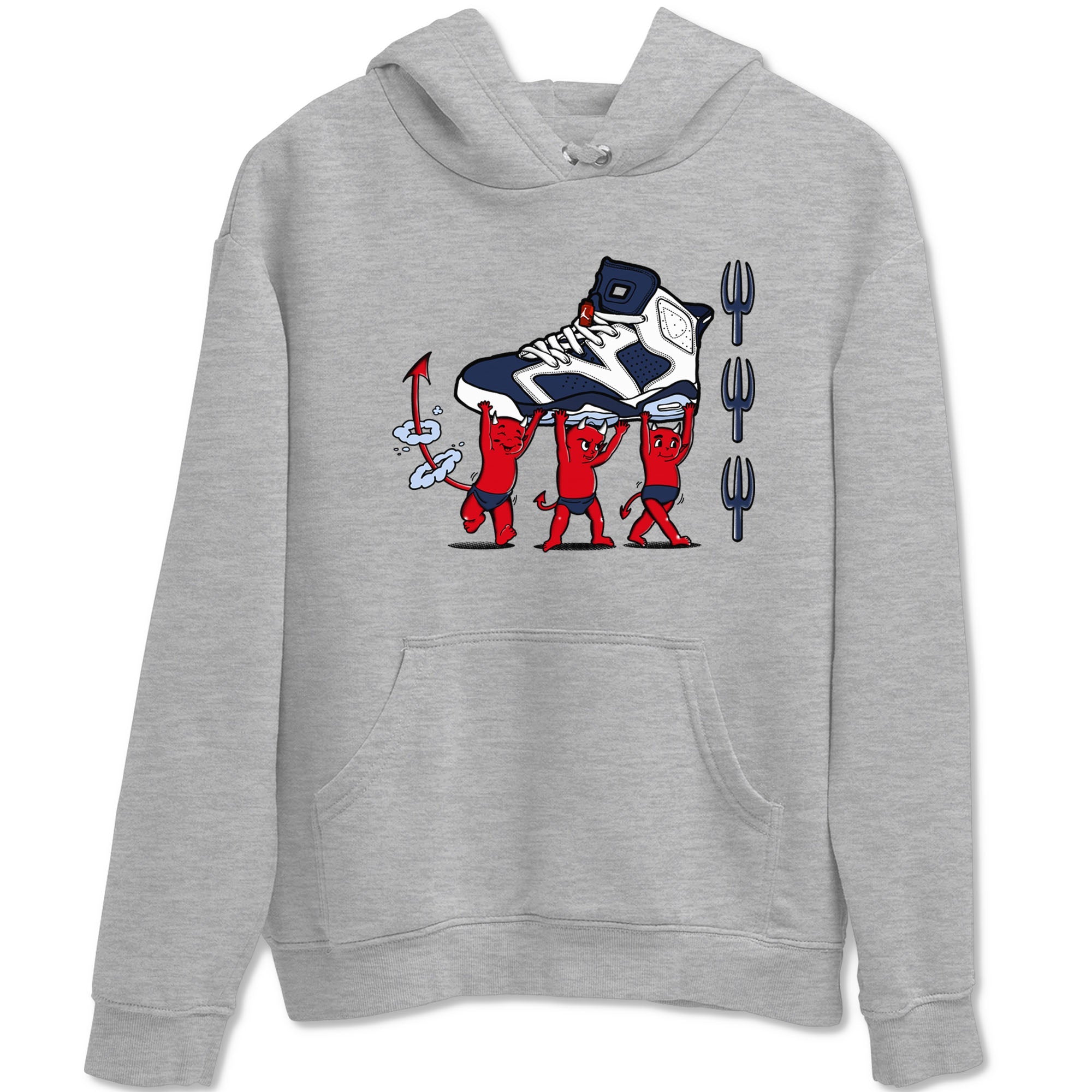 6s White And Midnight Navy shirts to match jordans Devil Babies sneaker match tees Air Jordan 6 White And Midnight Navy Drip Gear Zone unisex cotton Heather Grey 2 crew neck shirts