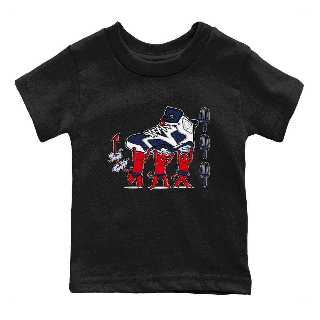 6s White And Midnight Navy shirts to match jordans Devil Babies sneaker match tees Air Jordan 6 White And Midnight Navy Drip Gear Zone Youth Baby Black 2 crew neck shirts