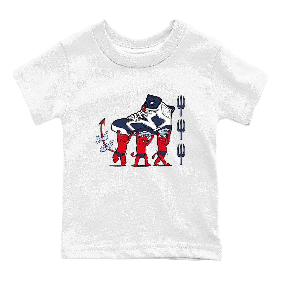 6s White And Midnight Navy shirts to match jordans Devil Babies sneaker match tees Air Jordan 6 White And Midnight Navy Drip Gear Zone Youth Baby White 2 crew neck shirts