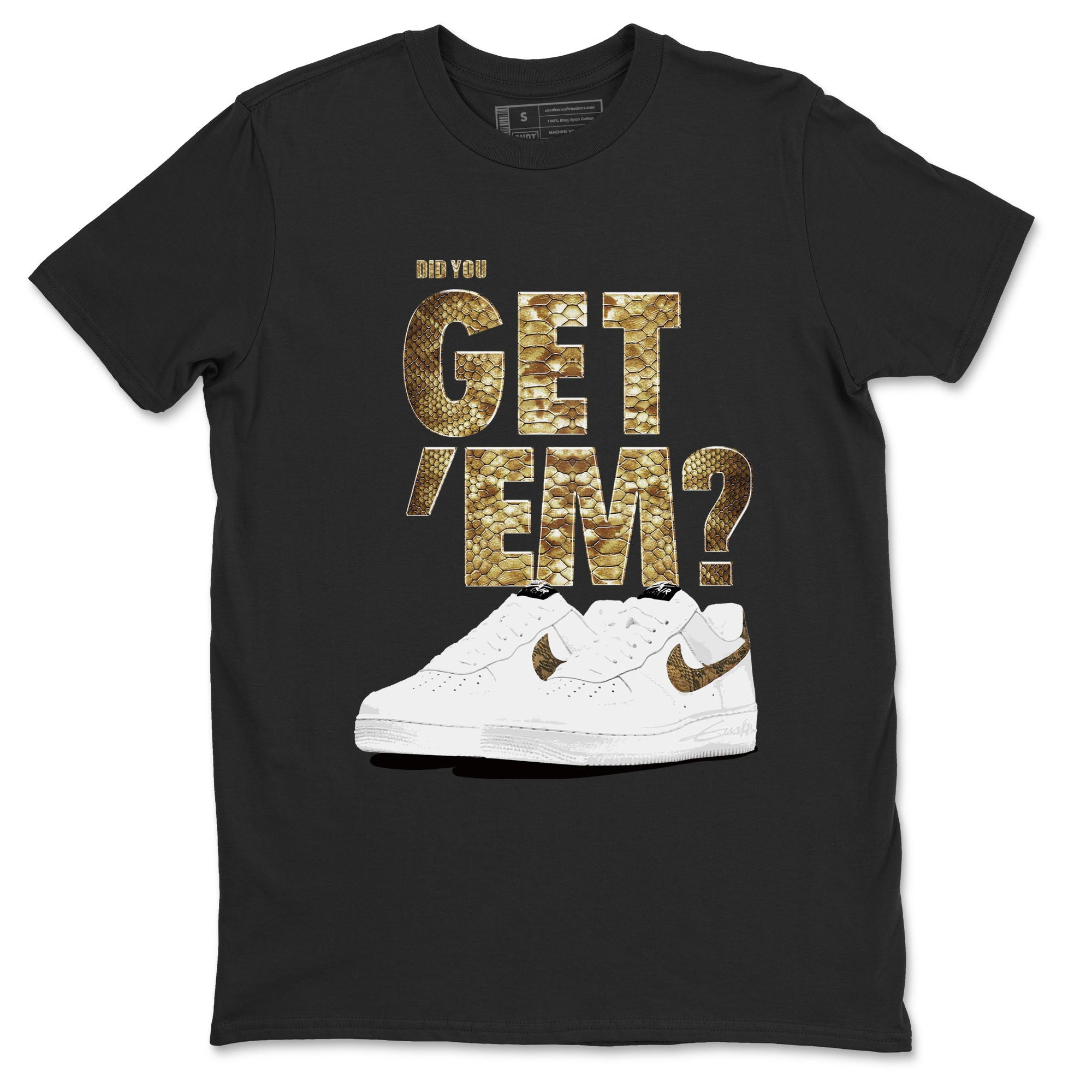 AF1 Ivory Snake shirts to match jordans Did You Get 'Em sneaker match tees Air Force 1 Ivory Snake Drip Gear Zone unisex cotton Black 2 crew neck shirt