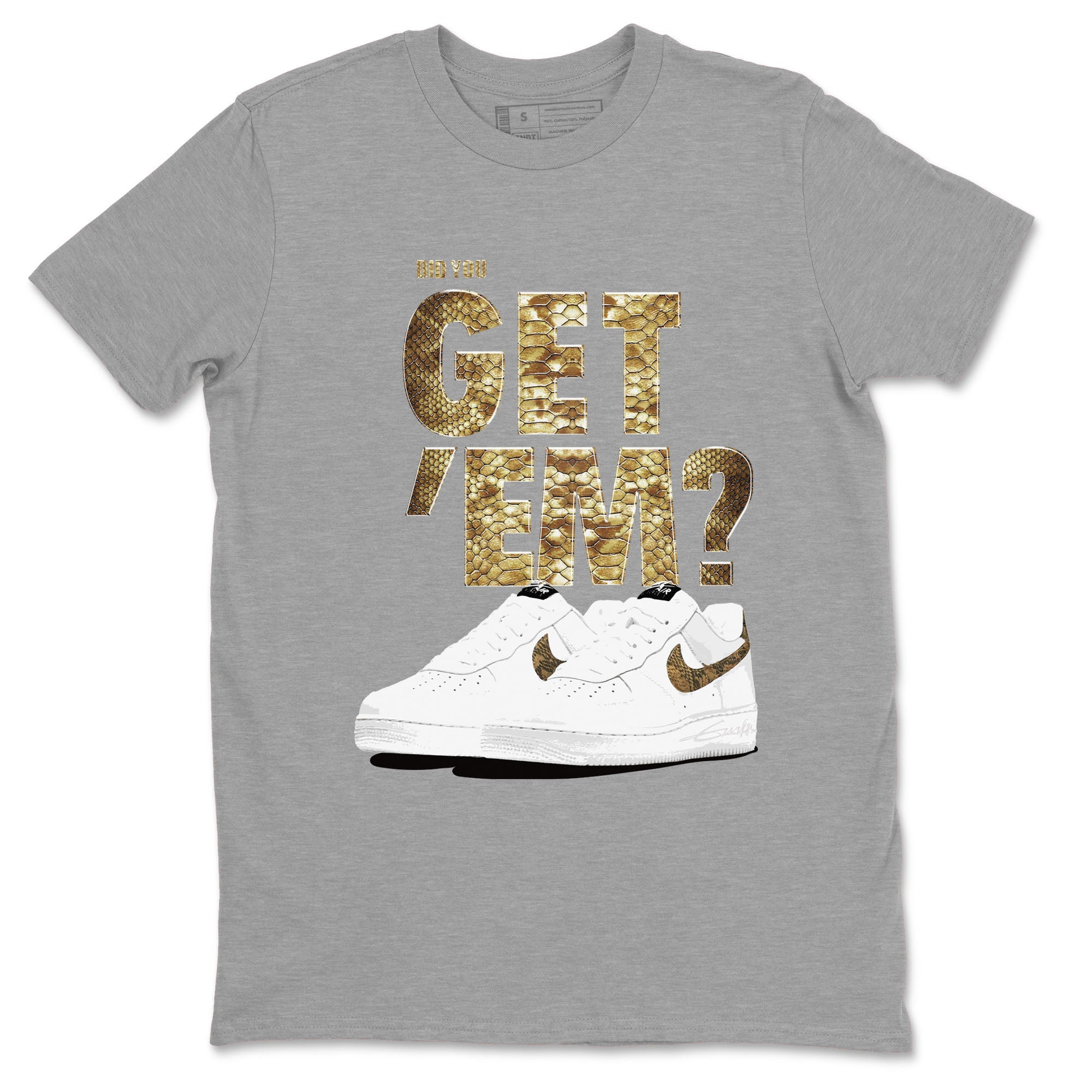 AF1 Ivory Snake shirts to match jordans Did You Get 'Em sneaker match tees Air Force 1 Ivory Snake Drip Gear Zone unisex cotton Heather Grey 2 crew neck shirt