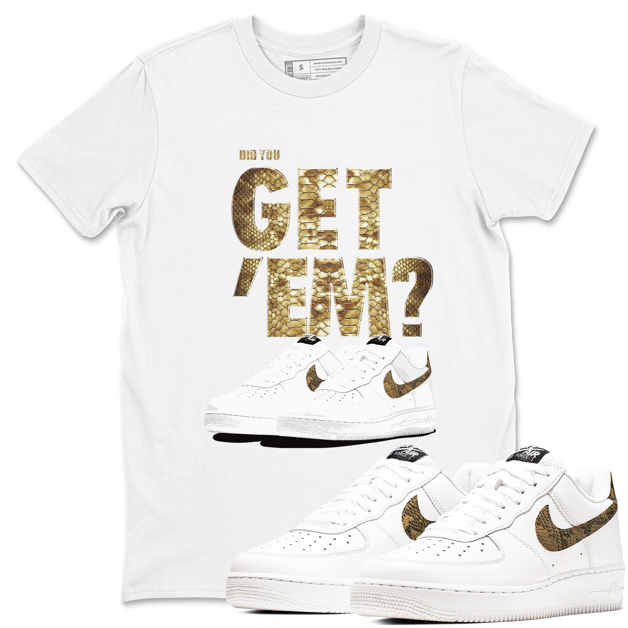 AF1 Ivory Snake shirts to match jordans Did You Get 'Em sneaker match tees Air Force 1 Ivory Snake Drip Gear Zone unisex cotton White 1 crew neck shirt