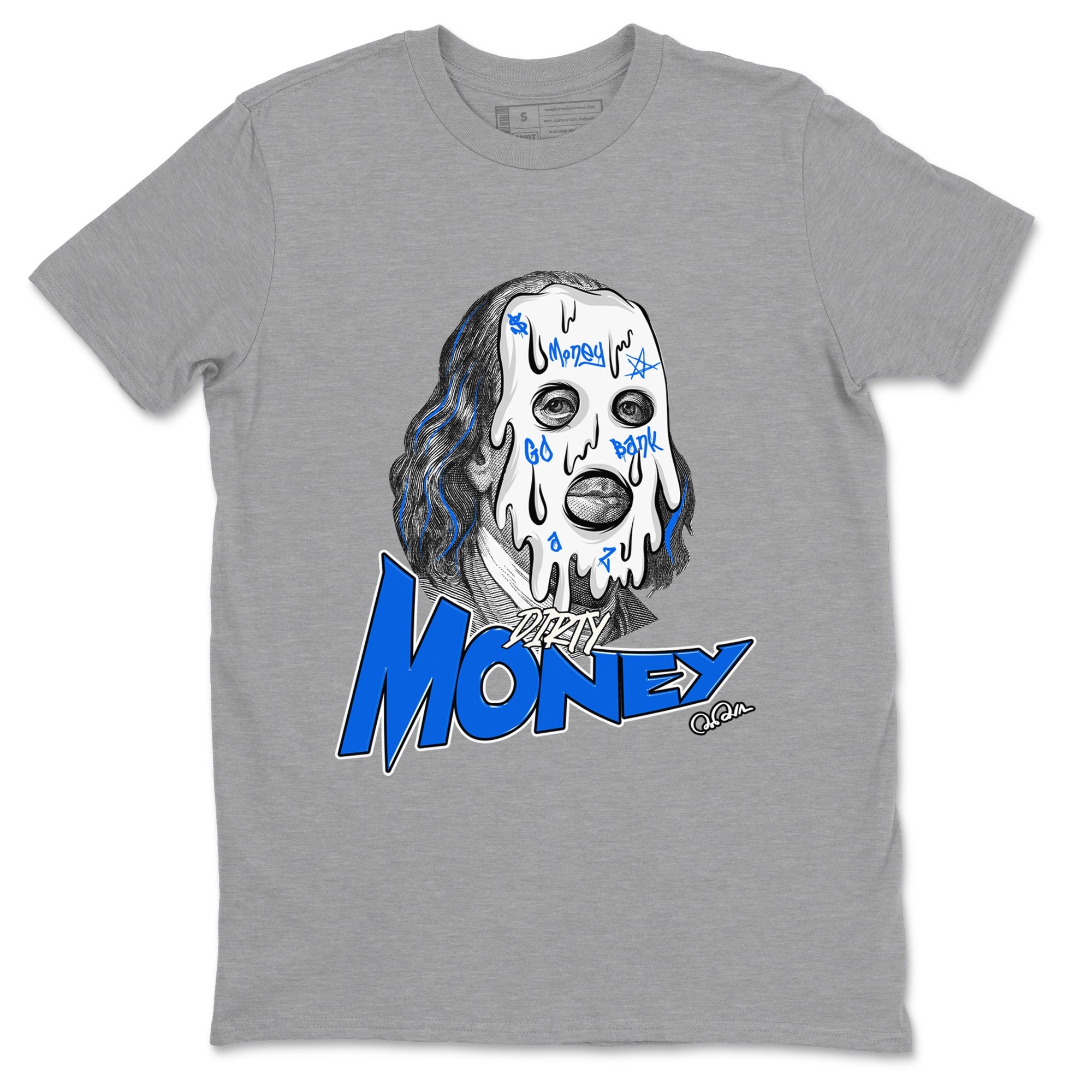 AJ1 Game Royal shirt to match jordans Dirty Money sneaker tees Air Jordan 1 Game Royal Drip Gear Zone unisex cotton Heather Grey 2 crew neck shirt
