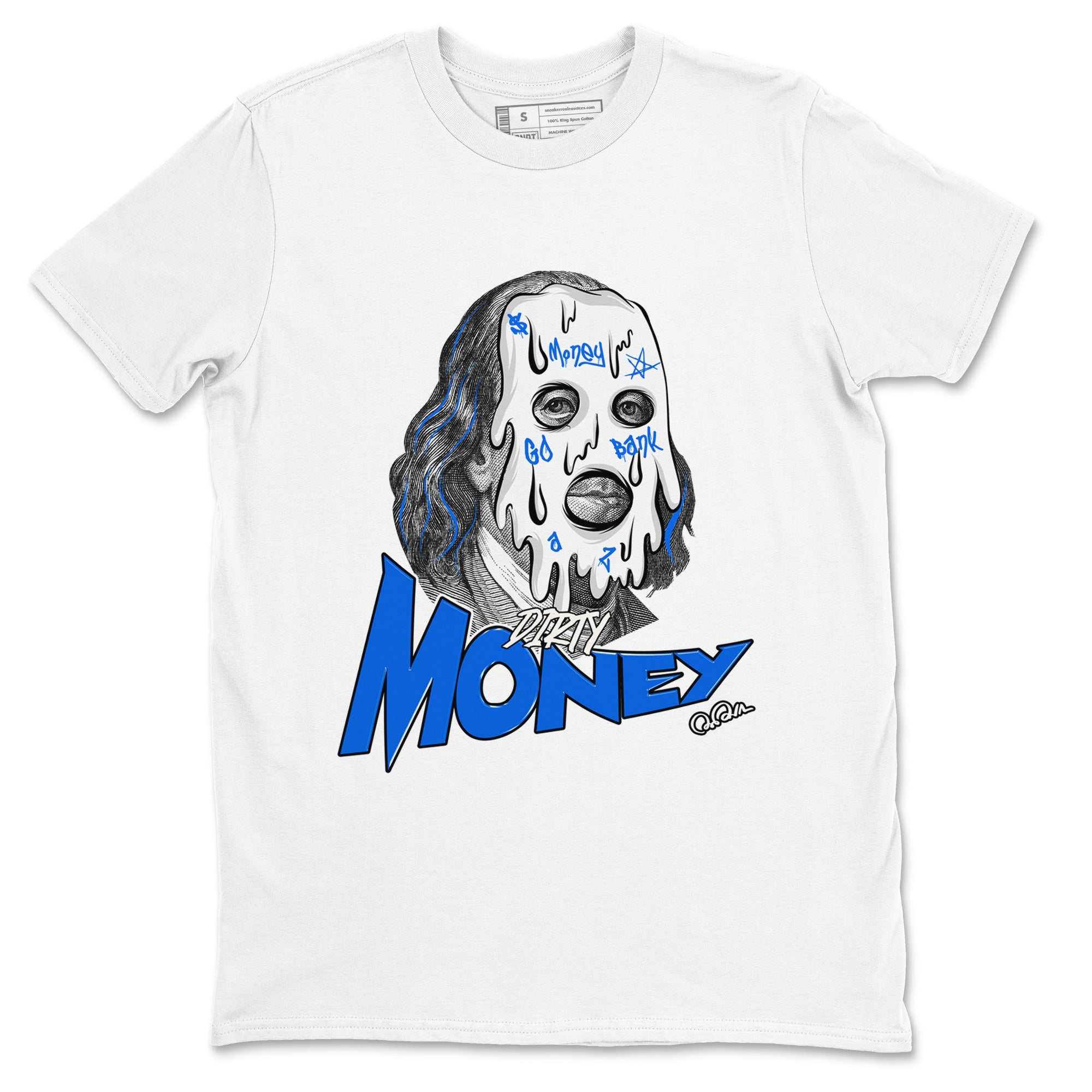 AJ1 Game Royal shirt to match jordans Dirty Money sneaker tees Air Jordan 1 Game Royal Drip Gear Zone unisex cotton White 2 crew neck shirt