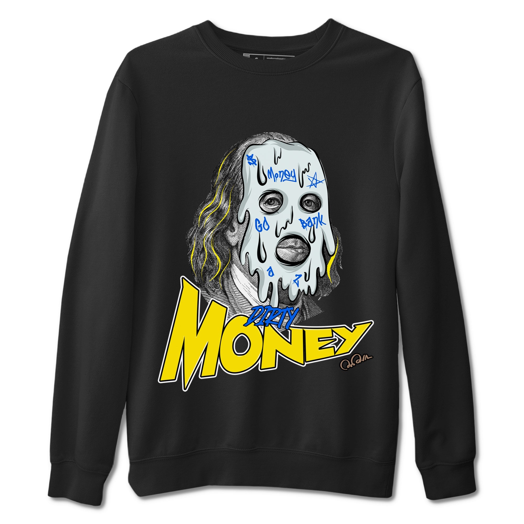 1s Travis Scott Canary shirt to match jordans Dirty Money sneaker tees Air Jordan 1 Travis Scott Canary Drip Gear Zone unisex cotton Black 2 crew neck shirt