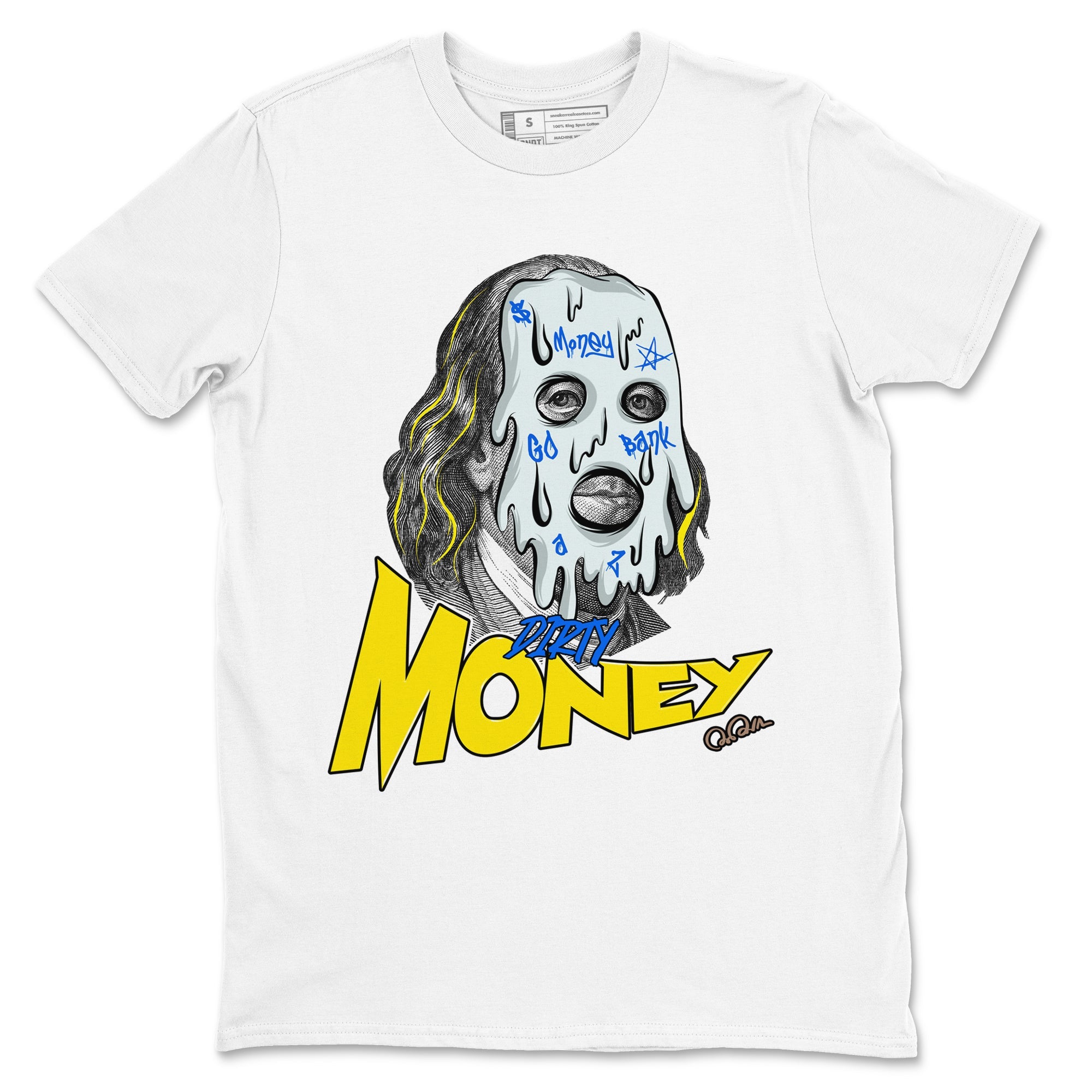 1s Travis Scott Canary shirt to match jordans Dirty Money sneaker tees Air Jordan 1 Travis Scott Canary Drip Gear Zone unisex cotton White 2 crew neck shirt