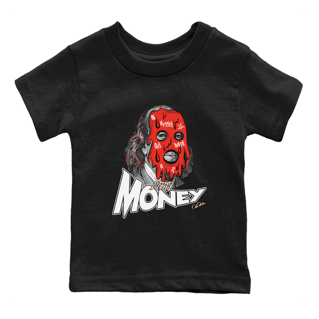 13s Dune Red shirts to match jordans Dirty Money sneaker match tees Air Jordan 13 Dune Red Drip Gear Zone streetwear brand Baby and Youth Black 2 cotton tee