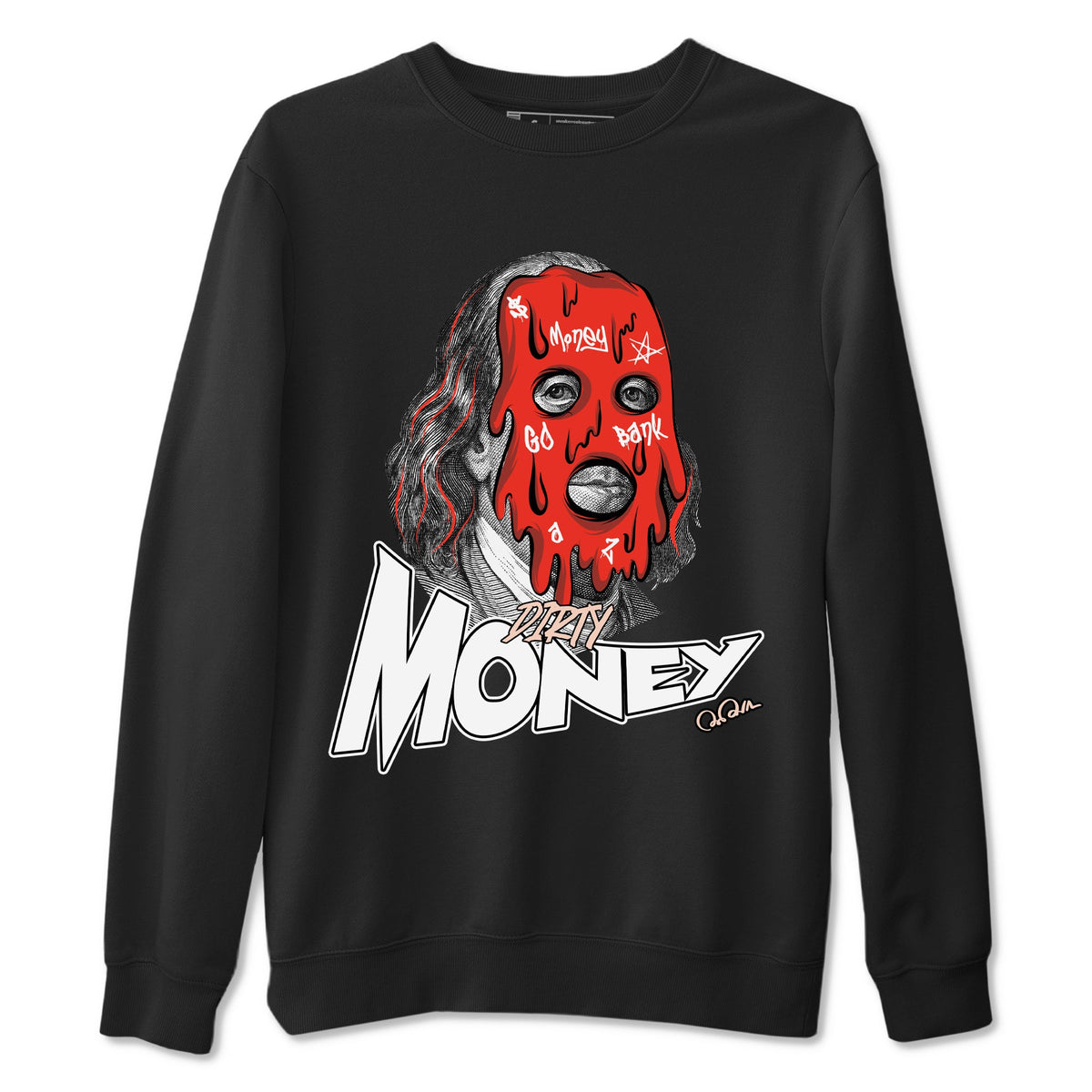 13s Dune Red shirts to match jordans Dirty Money sneaker match tees Air Jordan 13 Dune Red Drip Gear Zone streetwear brand Black 2 unisex cotton tee