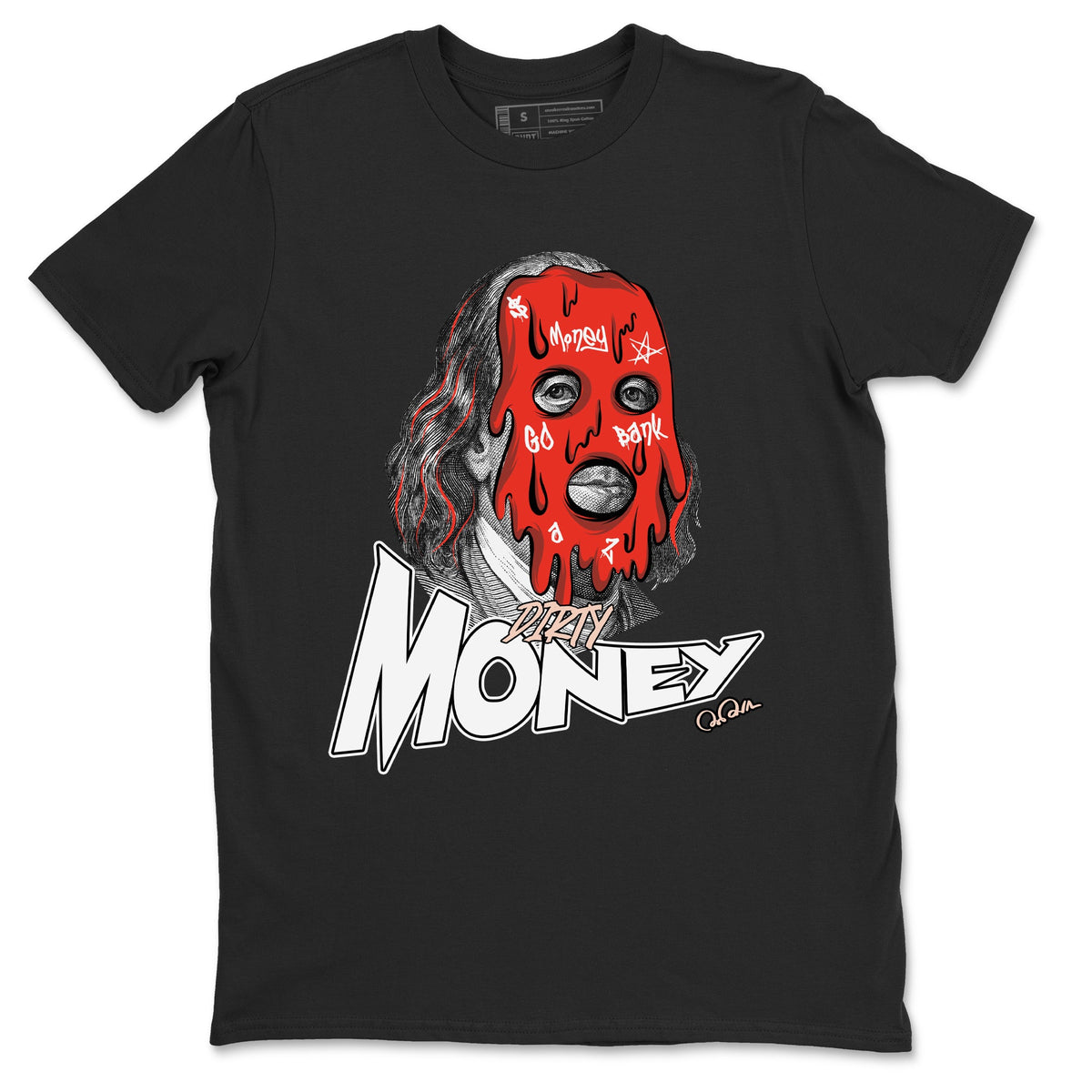 13s Dune Red shirts to match jordans Dirty Money sneaker match tees Air Jordan 13 Dune Red Drip Gear Zone streetwear brand Black 2 unisex cotton tee
