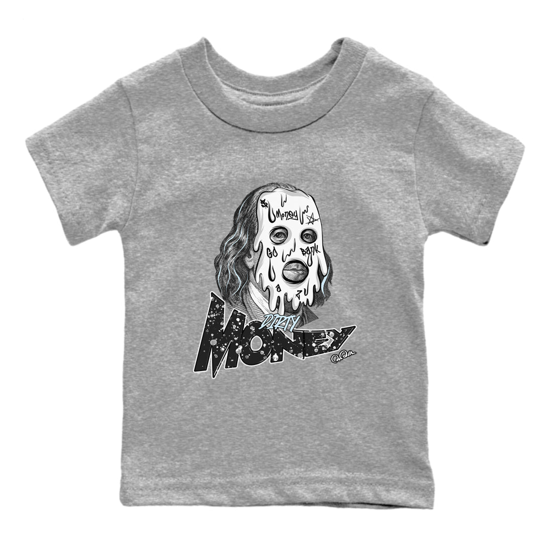 AJ6 White Black shirts to match jordans Dirty Money sneaker match tees Air Jordan 6 White Black Drip Gear Zone streetwear brand Baby and Youth Heather Grey 2 cotton tee