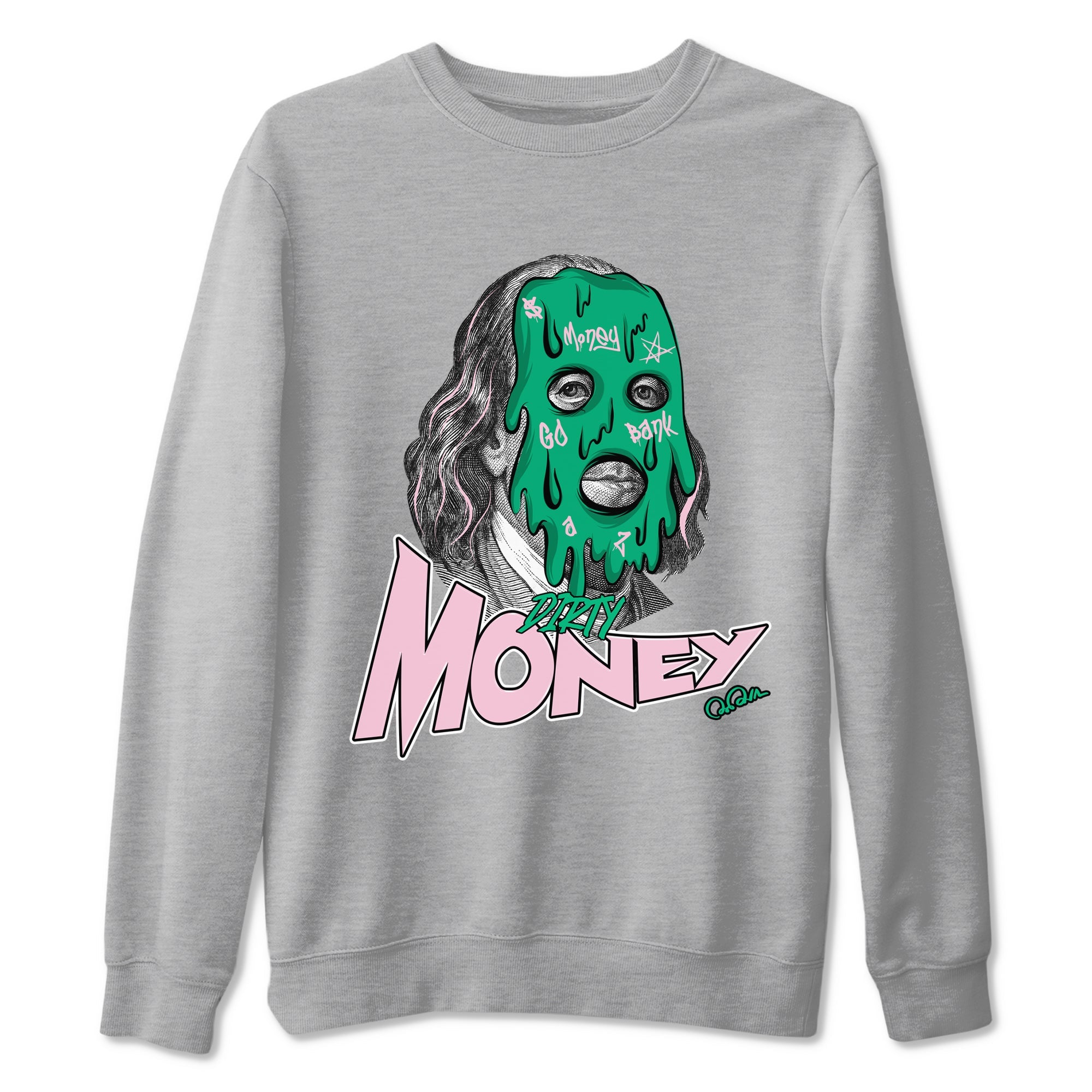 Dunk Low Medium Soft Pink Malachite shirt to match jordans Dirty Money sneaker tees Dunk Medium Soft Pink Malachite Drip Gear Zone unisex cotton Heather Grey 2 crew neck shirt